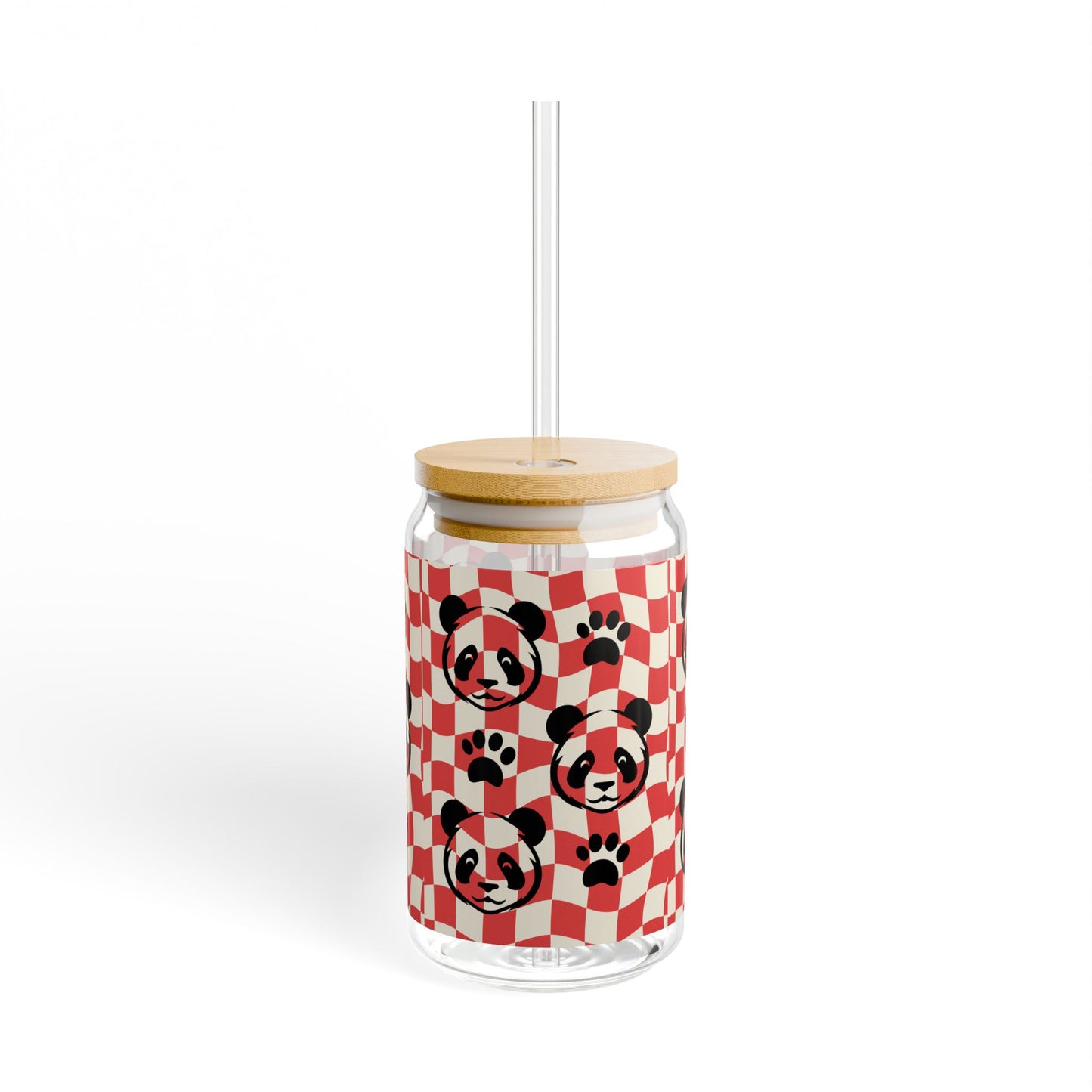 AOPI Cute Panda Sipper Glass, 16oz | Fun Beverage Container, Gift for Animal Lovers, Eco-Friendly Drinkware, Summer Party Essentials