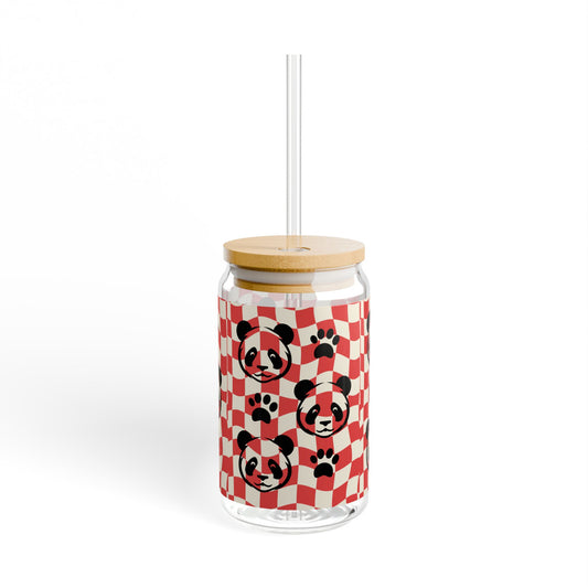 AOPI Cute Panda Sipper Glass, 16oz | Fun Beverage Container, Gift for Animal Lovers, Eco-Friendly Drinkware, Summer Party Essentials