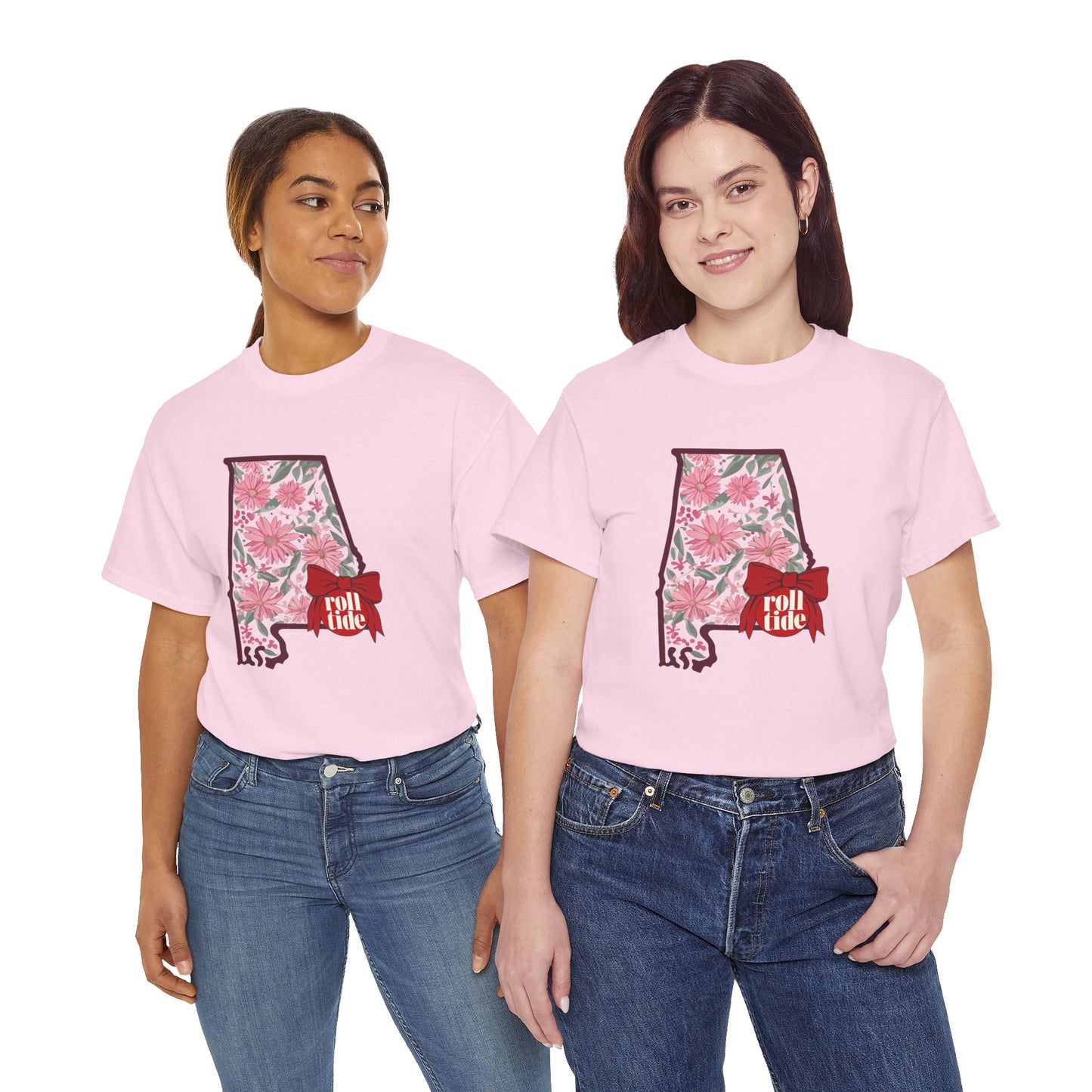 Floral Alabama Tee - Roll Tide Unisex Heavy Cotton T-Shirt, Casual Wear, Game Day Outfit, College Apparel, Southern Pride