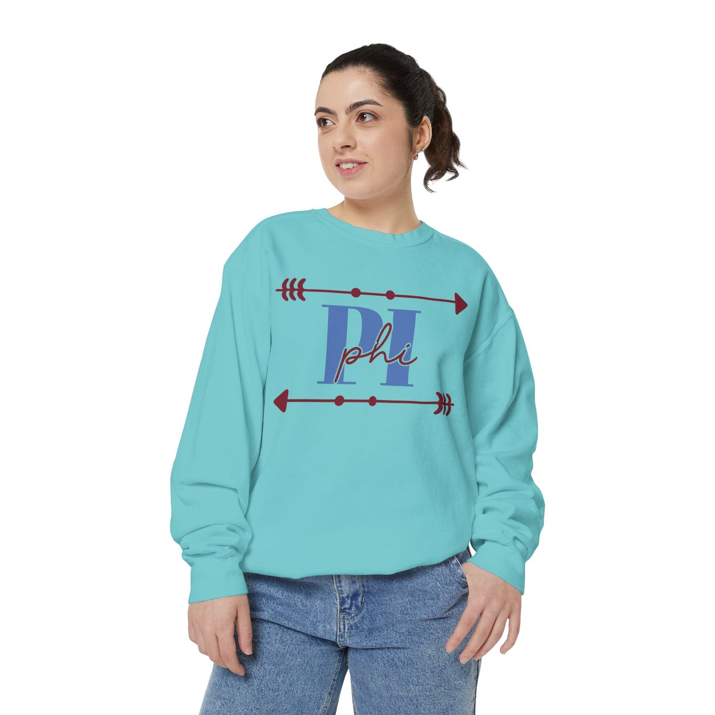 Phi Garment-Dyed Sweatshirt - Cozy Casual Unique Gift College Apparel Graduation Outfit