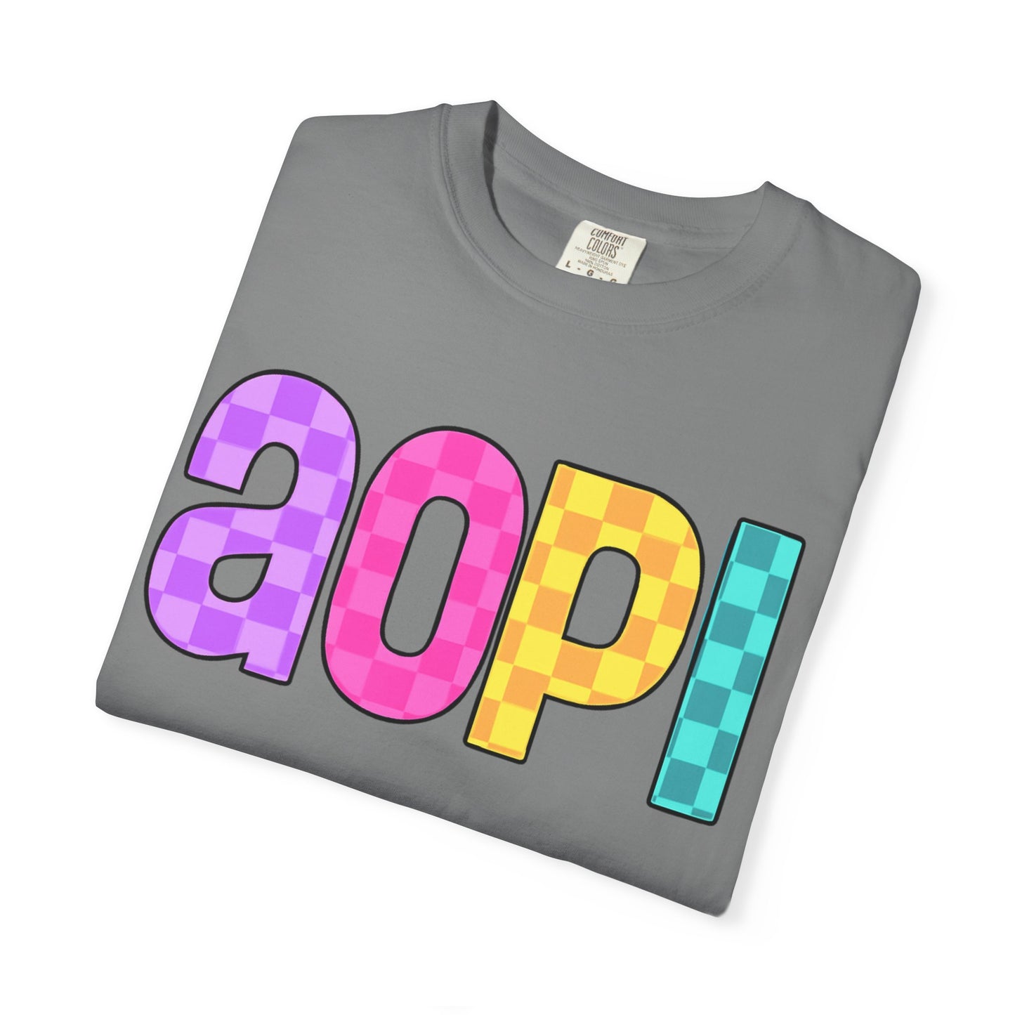 Colorful Graphic Tee - Trendy Unisex Garment-Dyed T-shirt for Casual Summer Wear and AOPI Spirit Gift