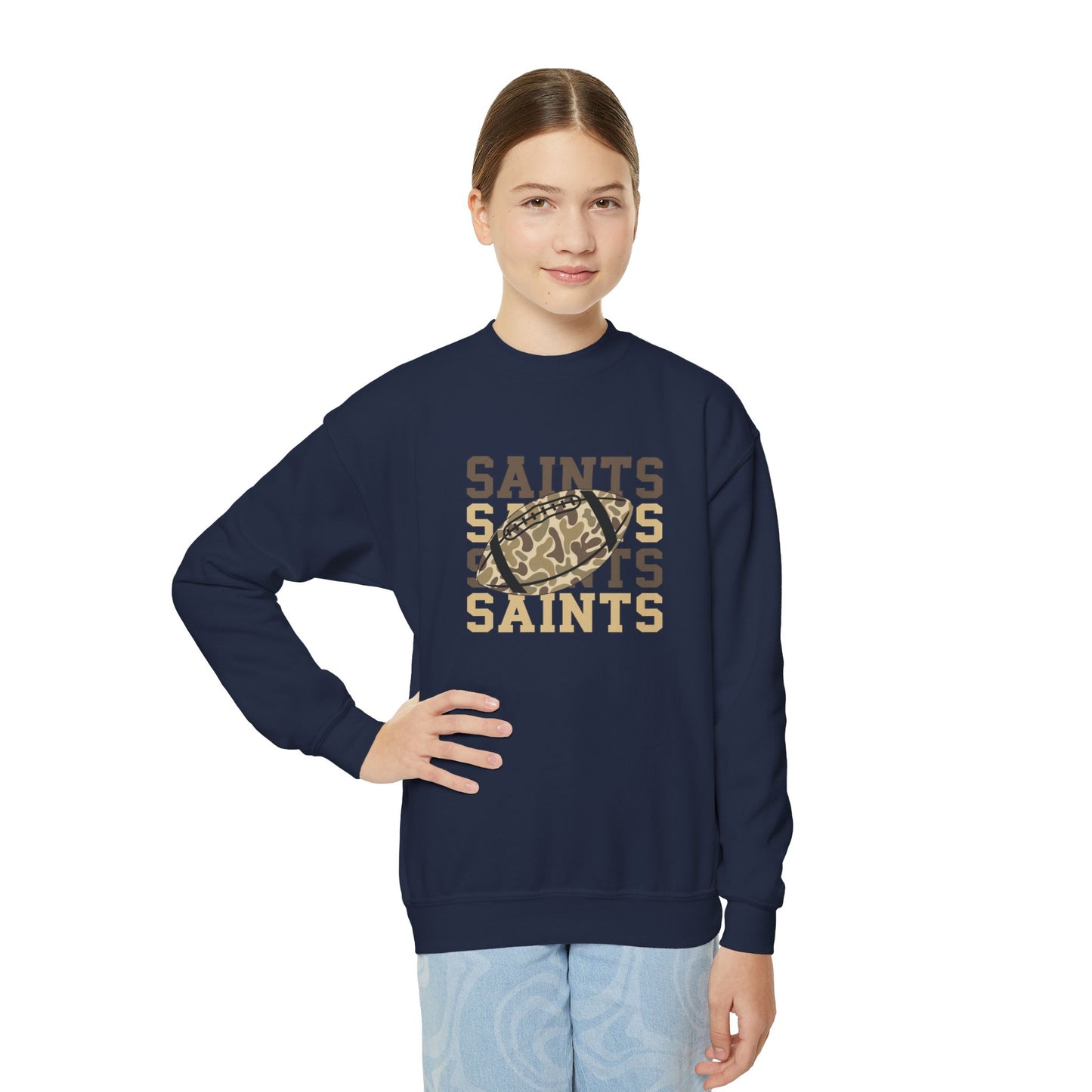 Youth Saints Crewneck Sweatshirt, Cozy Youth Sweatshirt, Sports Team Apparel, Perfect for Game Day, Gift for Young Fans