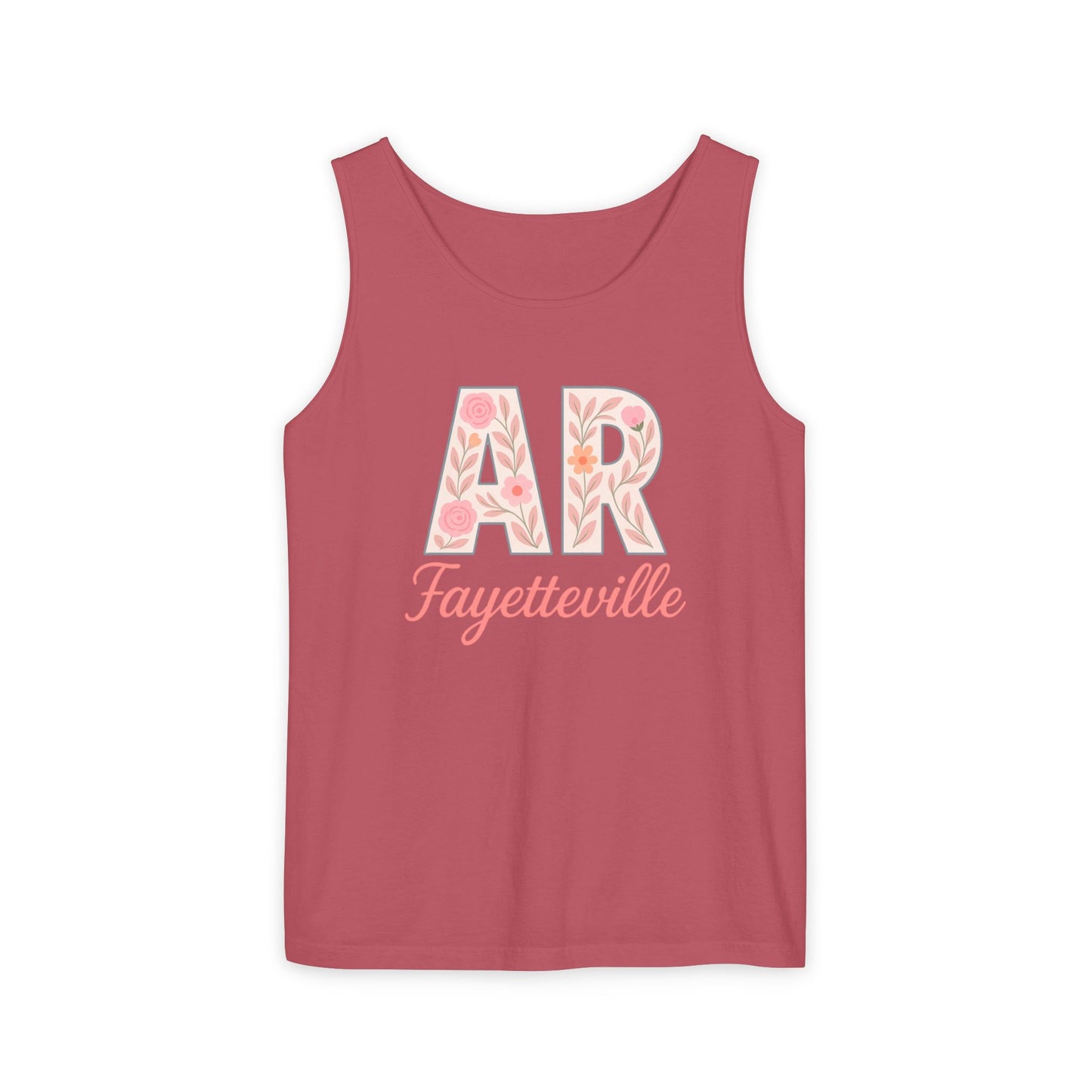 Fayetteville Floral Tank Top, Casual Summer Top, Gift for Her, Travel Apparel, Arkansas Style, Arkansas Student Gift, Graduation Gift, Comfort Colors