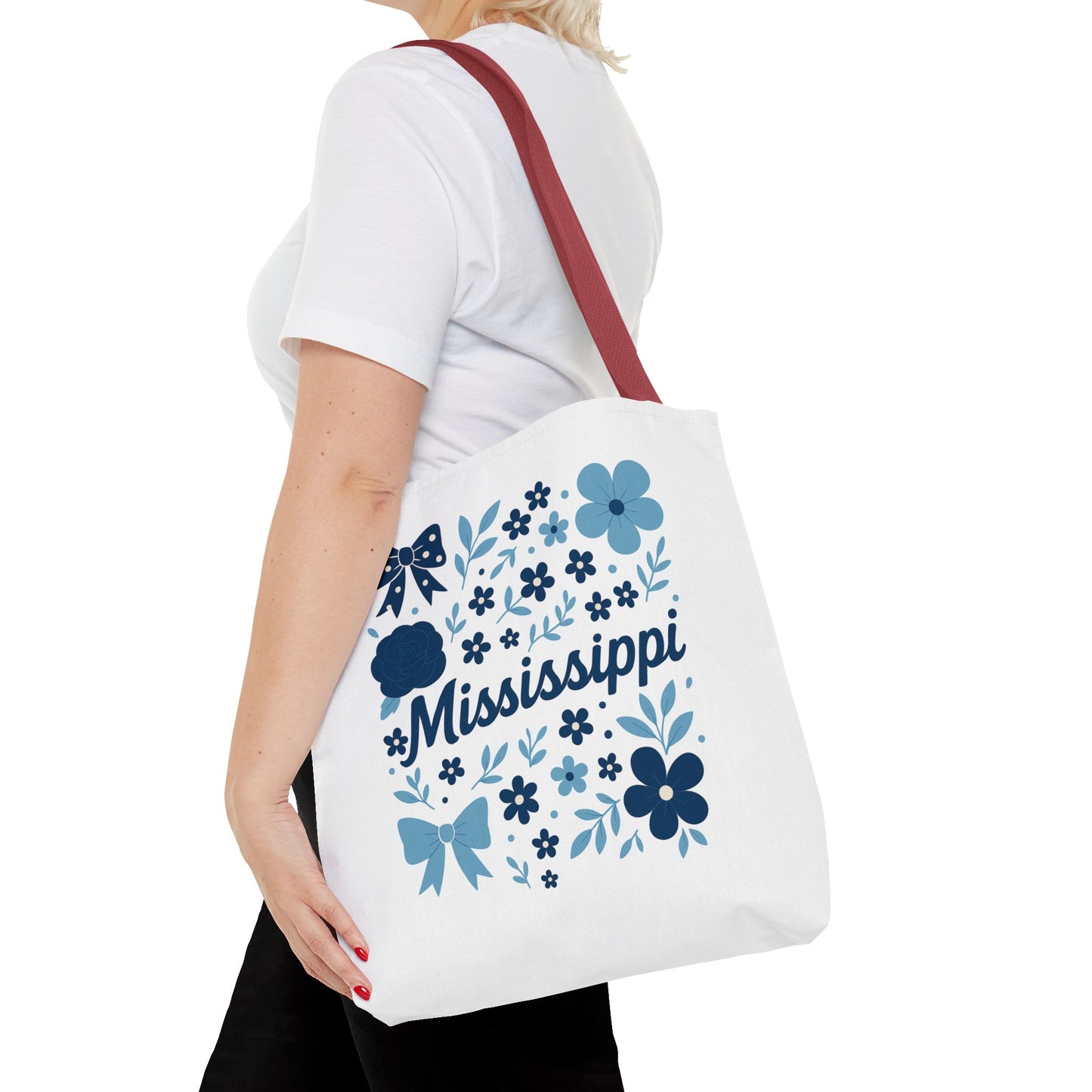 Floral Mississippi Tote Bag | Eco-Friendly Shopping Bag, Beach Tote, Gift for Her, Travel Companion, Custom Flower Design