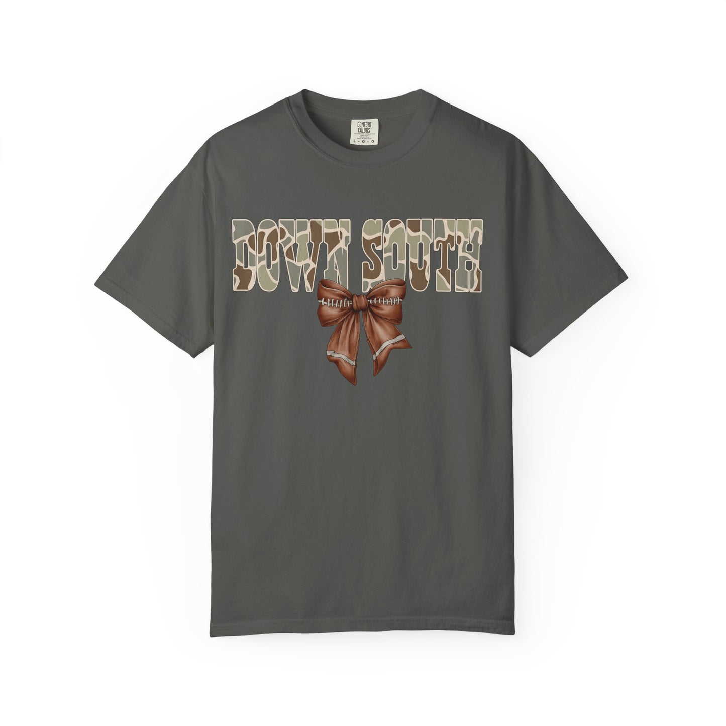 Camo Bow Graphic Tee - Trendy Apparel for Casual Outings and Birthdays