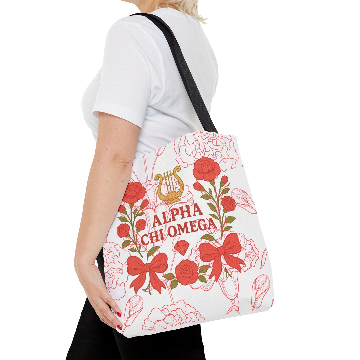 Floral Sorority Alpha Chi Omega Tote Bag, College Essentials, Gift for Sorority Sisters, Eco-Friendly Shopping Tote, Alpha Chi Omega Apparel
