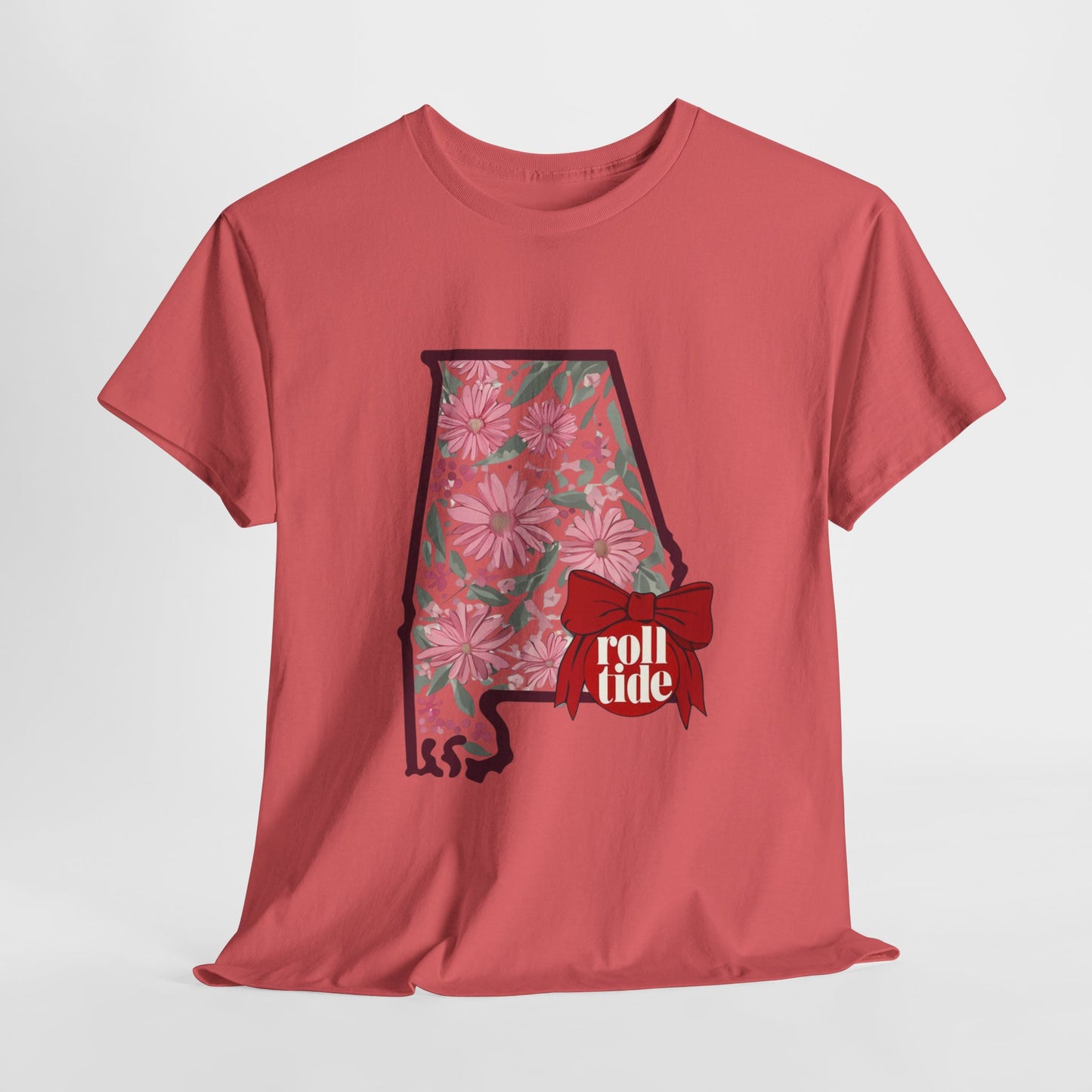 Floral Alabama Tee - Roll Tide Unisex Heavy Cotton T-Shirt, Casual Wear, Game Day Outfit, College Apparel, Southern Pride