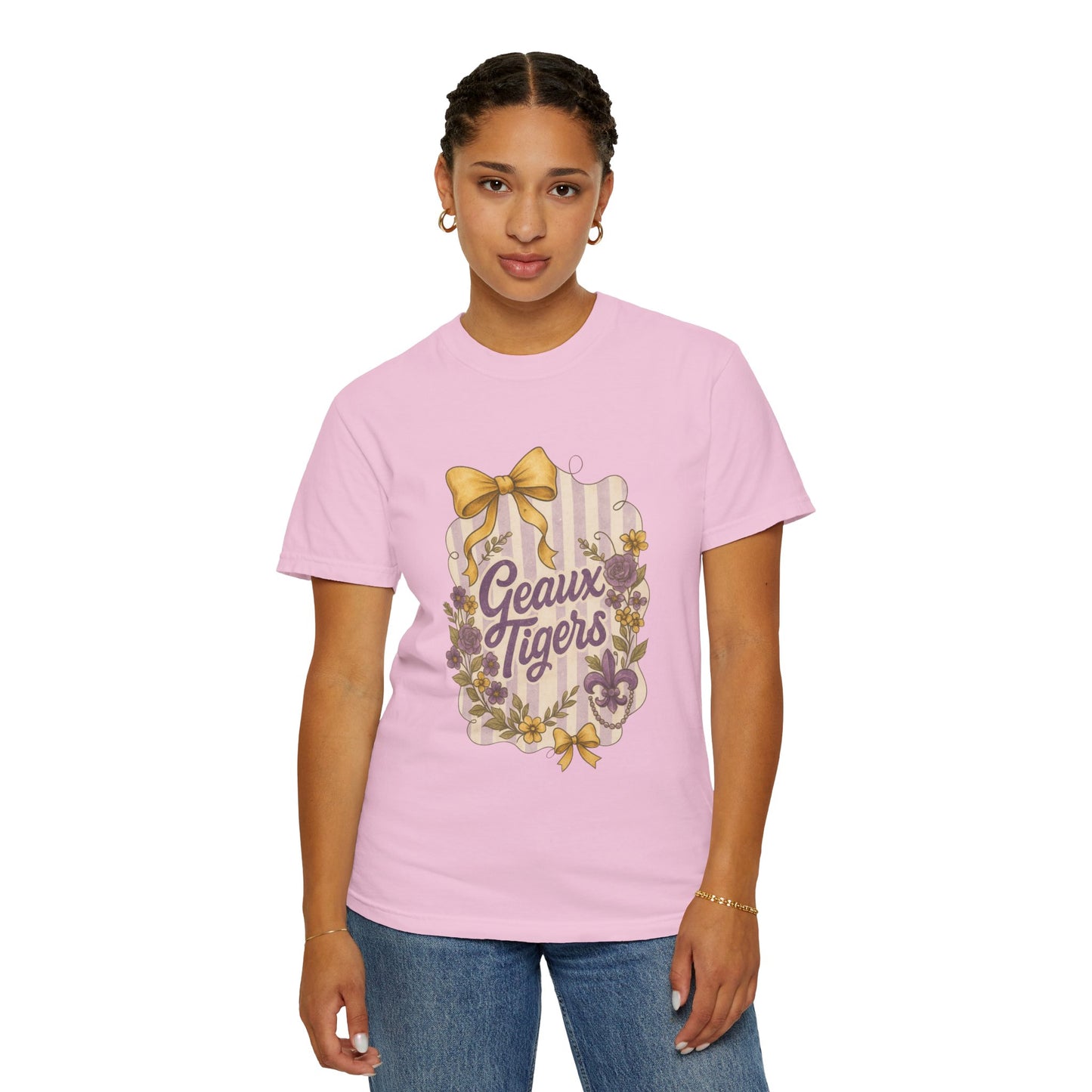 Geaux Tigers Floral T-Shirt, Unisex Casual Tee, Game Day Apparel, Spring Outfit, LSU Fan Gear