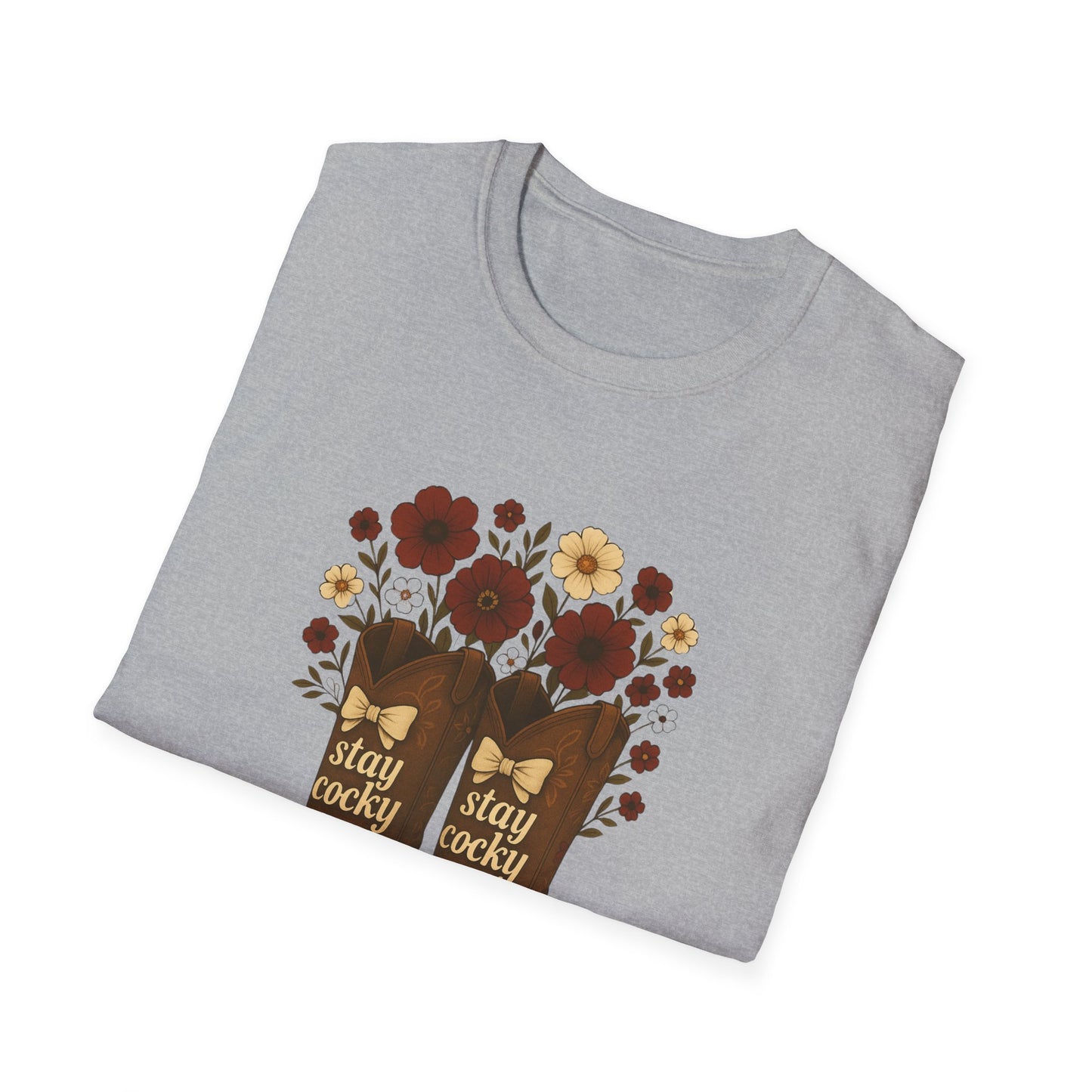 Sc stay cocky coquette t-shirt, Lucky Cowboy Boots T-Shirt, Country Style Tee, Floral Graphic Shirt, Gift for sc fan, go gamecocks, sc game day, graduation gift, college student gift