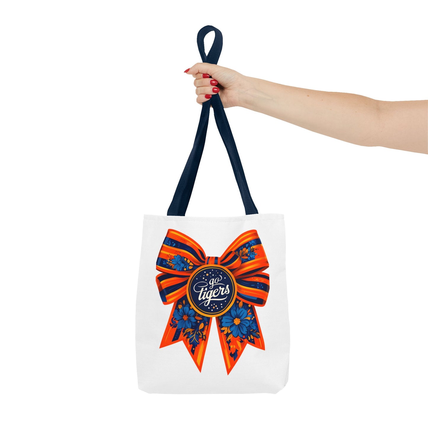 Cheerful Floral Tote Bag - Go Tigers, Sports Fan Gift, Custom Tote, Floral Design, Game Day Bag, Personalized Shopping Bag