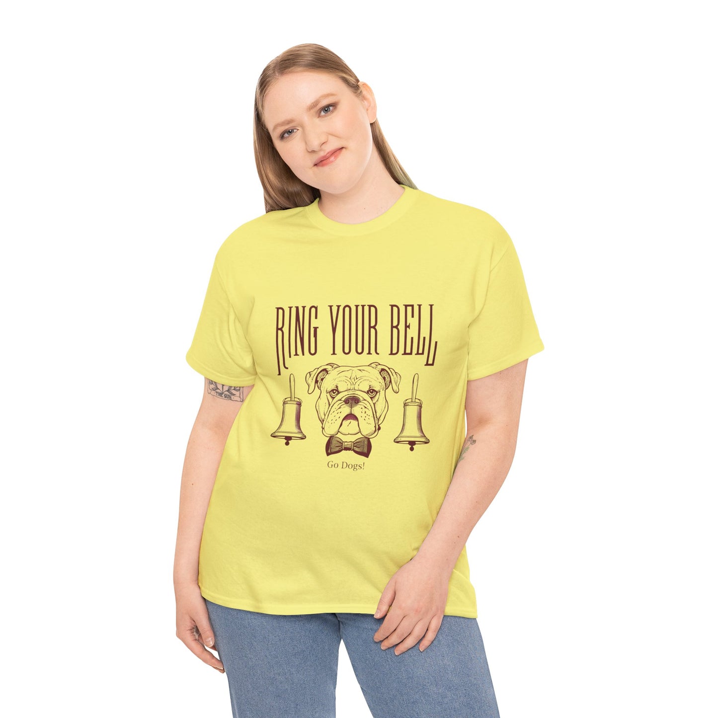 Dog Lover's Unisex Heavy Cotton Tee | 'Ring Your Bell' Shirt, Bulldog Tee, Pet Owner Gift, Funny Dog Apparel, Casual Wear