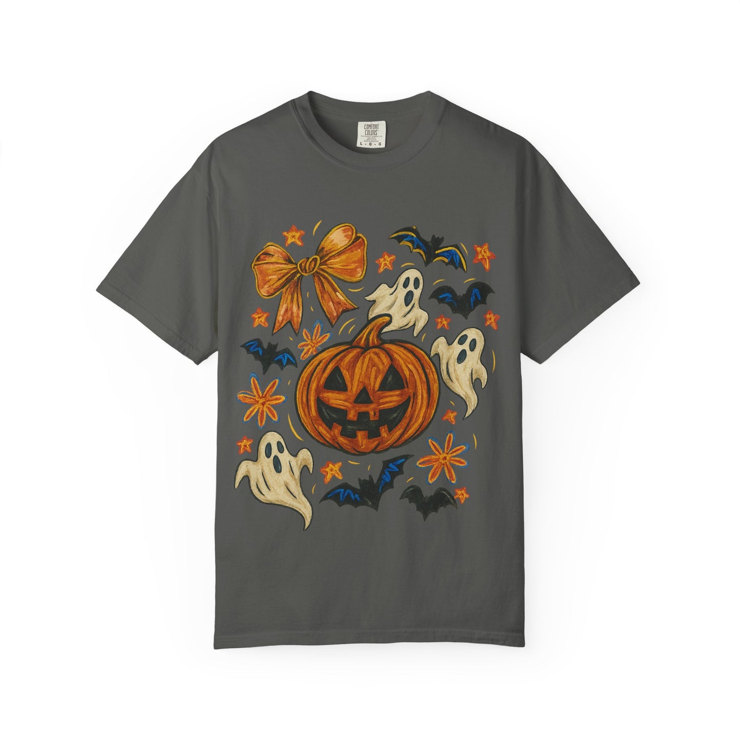 Halloween Ghost & Pumpkin T-shirt, Spooky Season Shirt, Fall Tee, Unisex Halloween Apparel, Ghostly Graphic Tee, Pumpkin Graphic Shirt