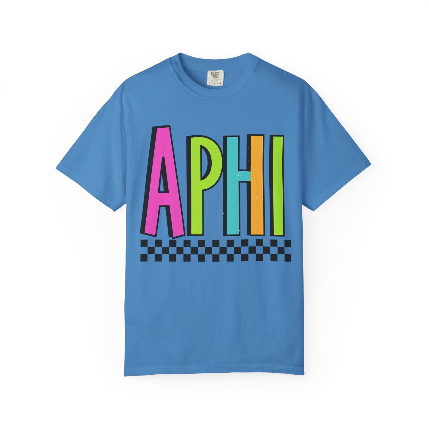 Checkered Neon Alpha P Colorful Graphic Unisex T-Shirt