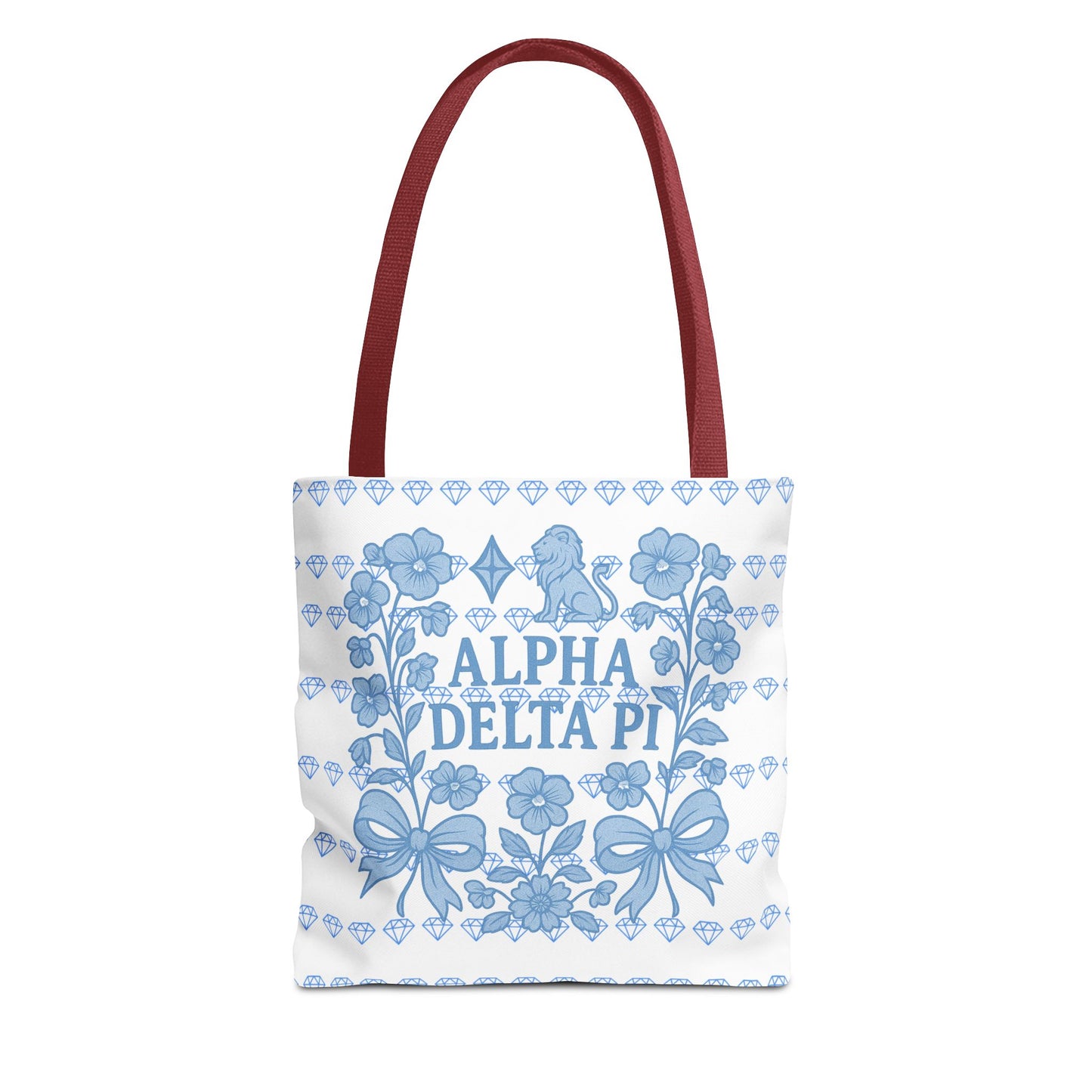 Alpha Delta Pi Floral Tote Bag - Stylish Sorority Accessory, Gift for College Students, Everyday Use, Blue Floral Design, AOP Style