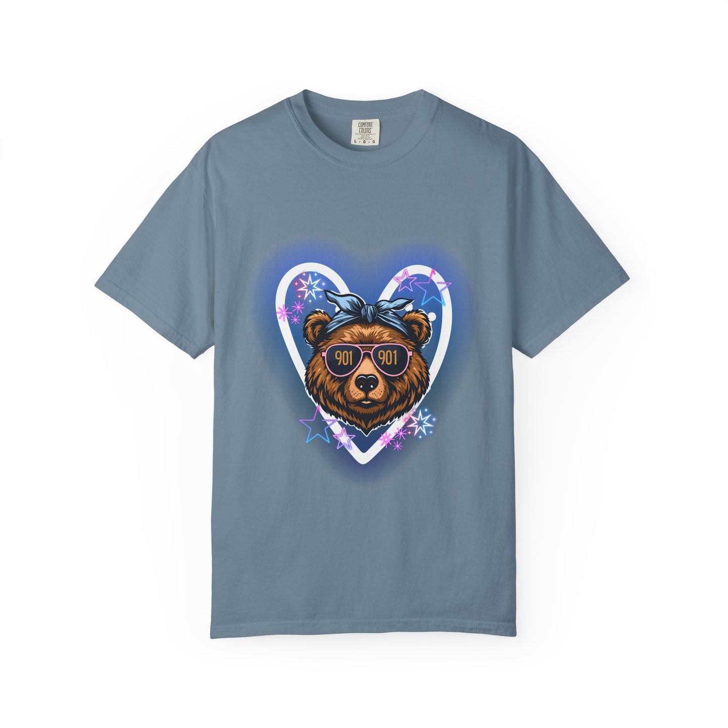 Neon Memphis Bear Graphic T-Shirt, Unisex Fashion Tee, Trendy Apparel, Memphis Grizz, 901 Memphis, Retro Design, Comfort Colors, Memphis Basketball Fan