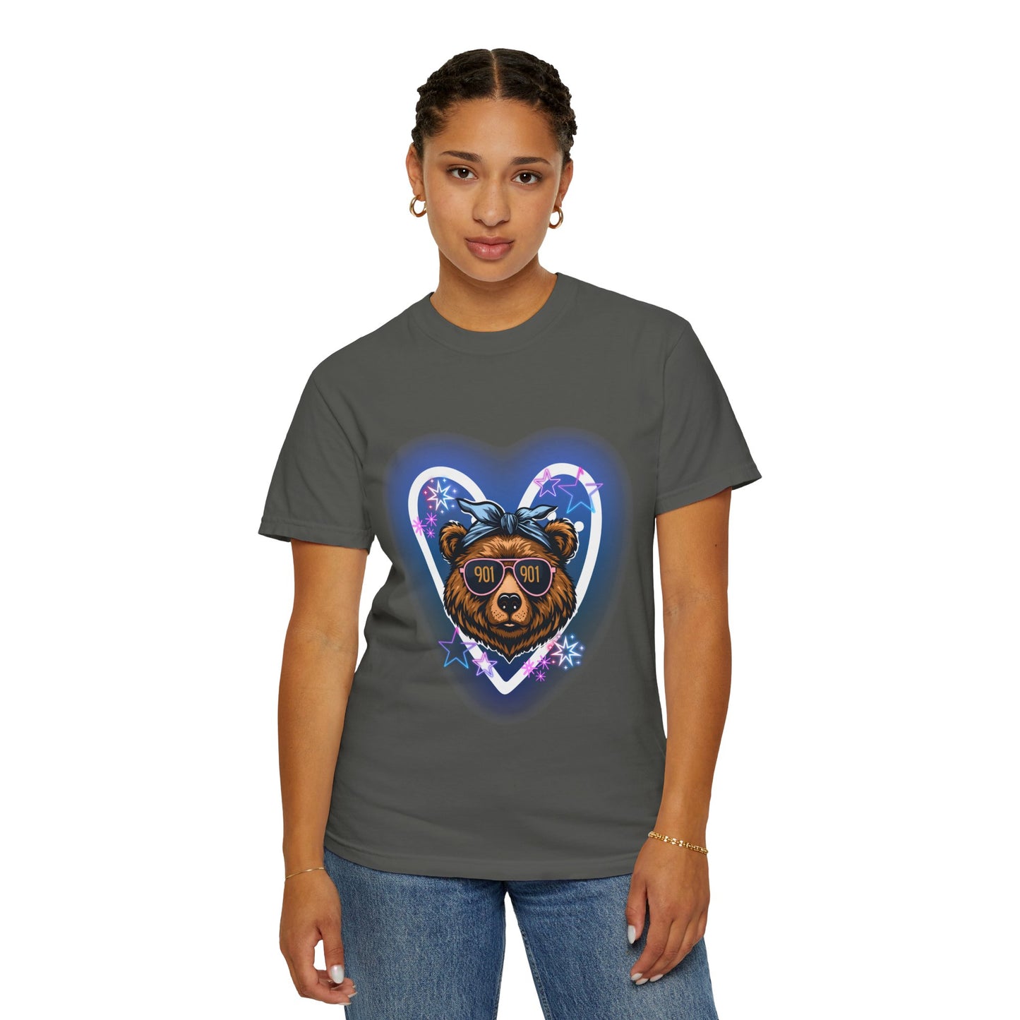 Neon Memphis Bear Graphic T-Shirt, Unisex Fashion Tee, Trendy Apparel, Memphis Grizz, 901 Memphis, Retro Design, Comfort Colors, Memphis Basketball Fan