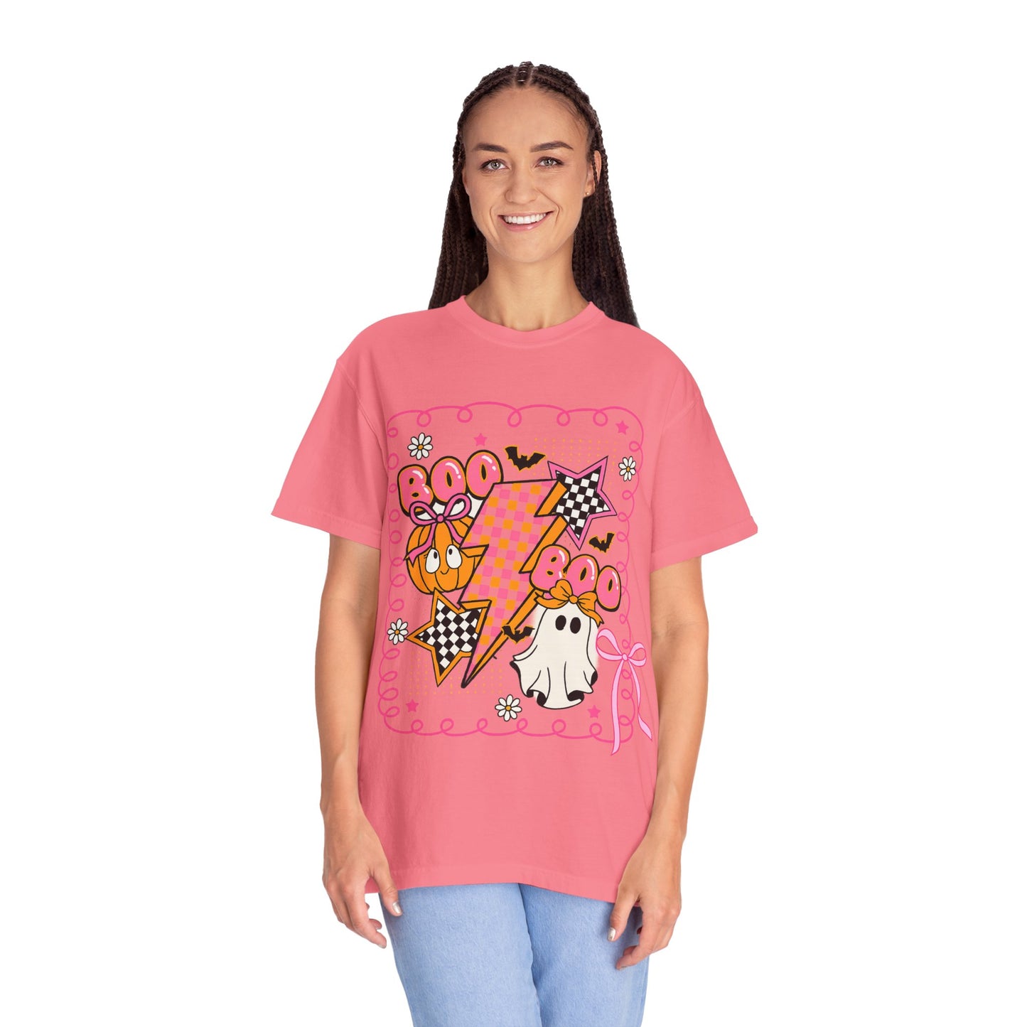 Retro Design Orange & Pink Unisex Halloween T-Shirt