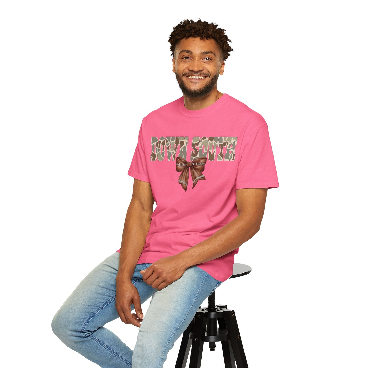 Camo Bow Graphic Tee - Trendy Apparel for Casual Outings and Birthdays