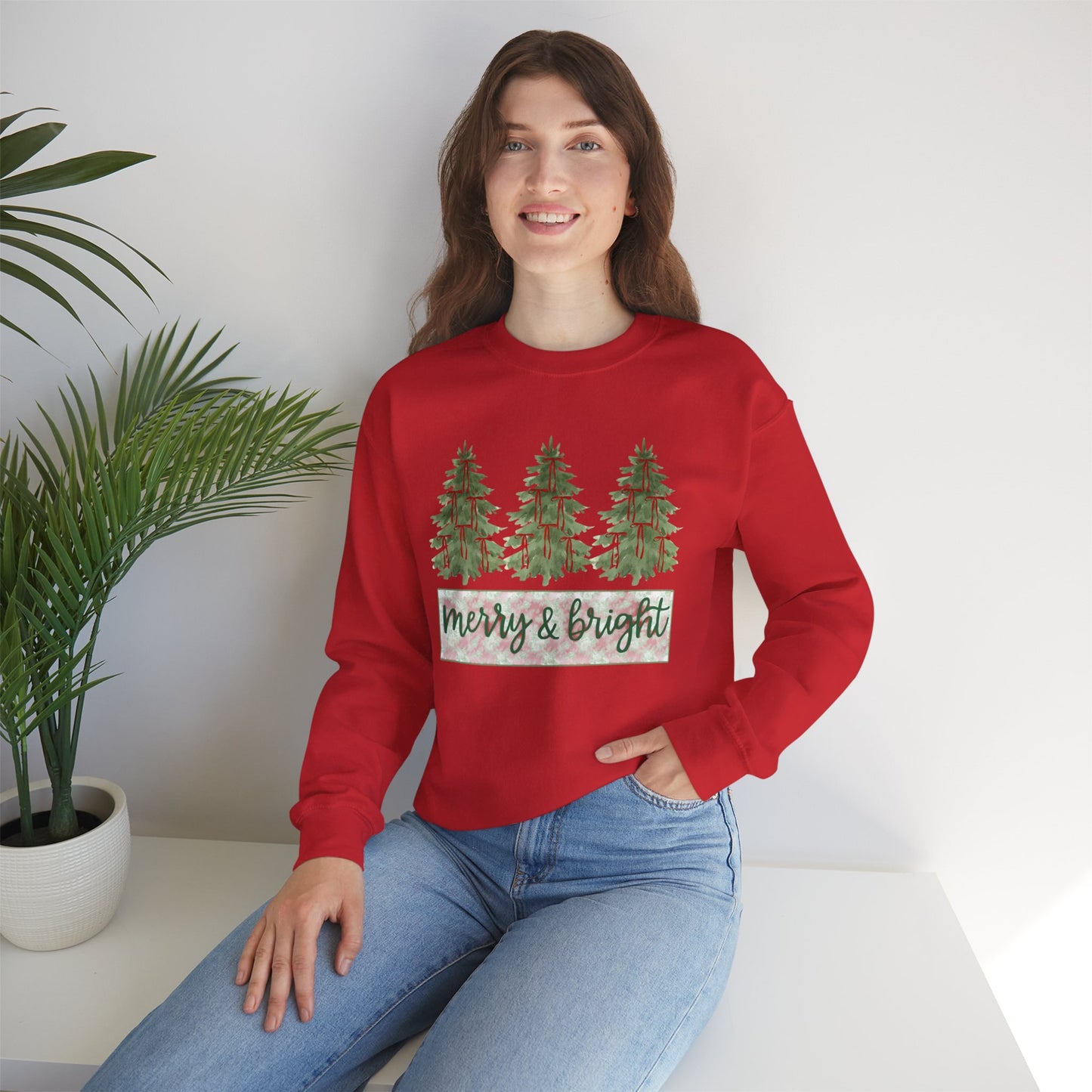 Merry & Bright Crewneck Sweatshirt | Cozy Holiday Gift, Unisex Apparel, Christmas Sweatshirt, Festive Fashion, Winter Wardrobe Essential