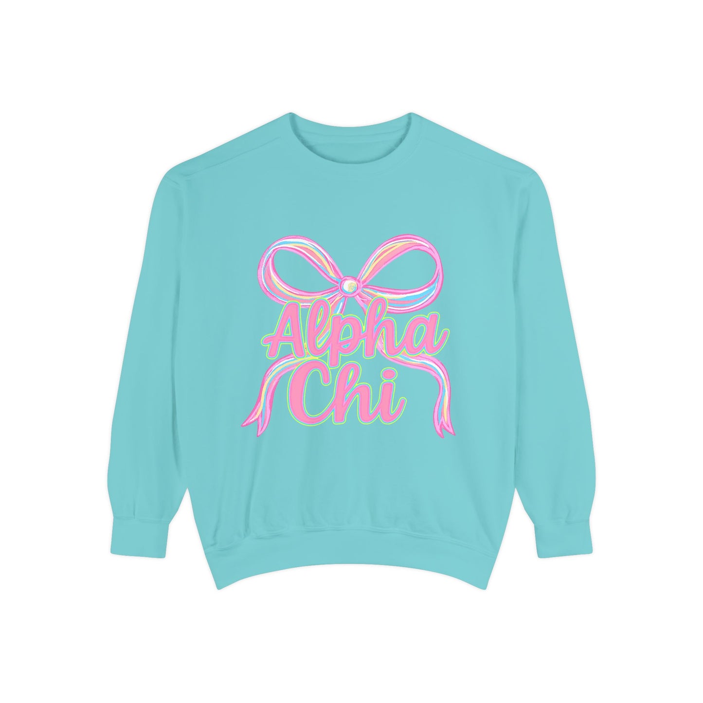AlphaChi Garment-Dyed Sweatshirt, Sorority Sweatshirt, Personalized Gift, College Apparel, Comfortable Crewneck, Trendy Fashion