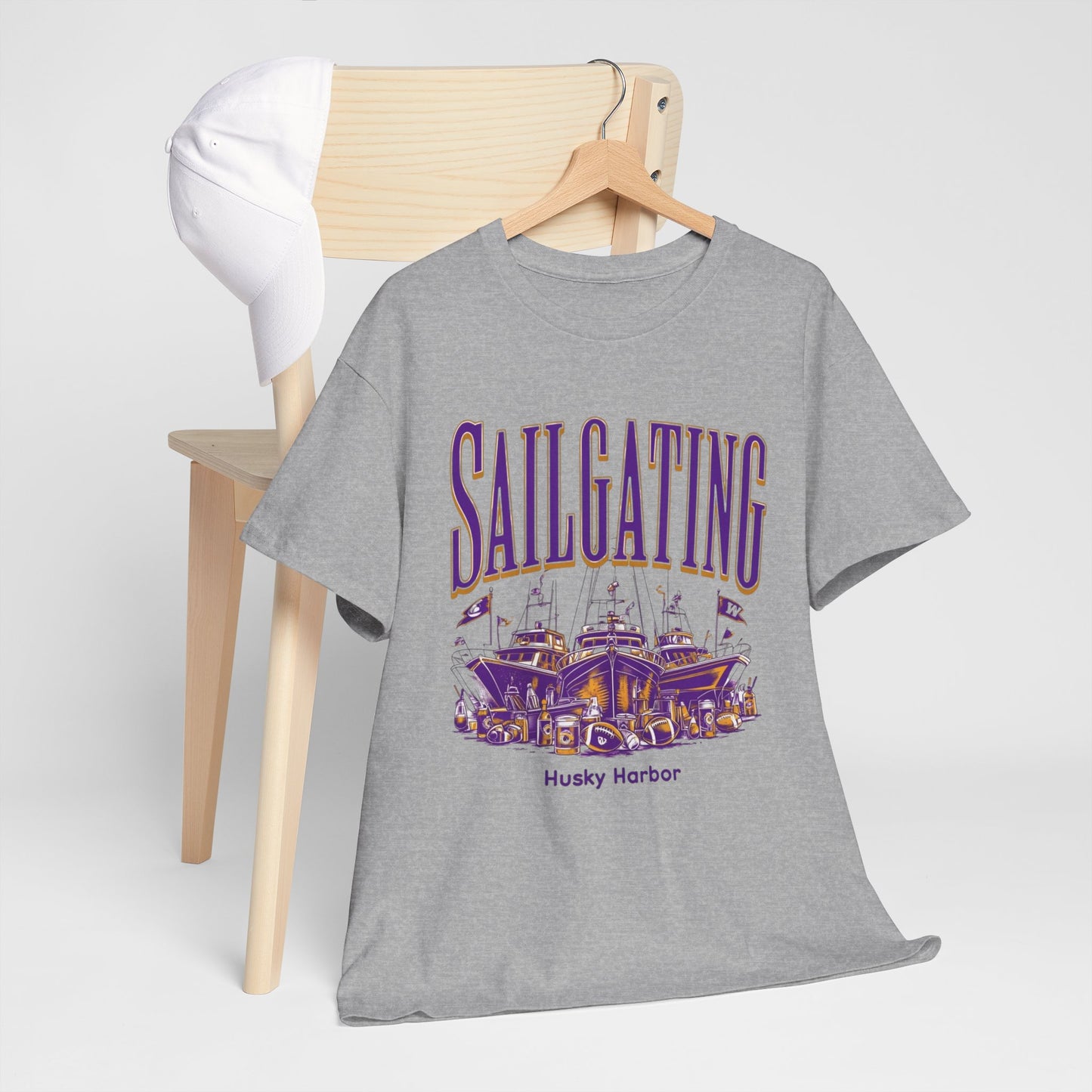 Sailgating Tee - Washington Huskies Unisex Heavy Cotton Shirt