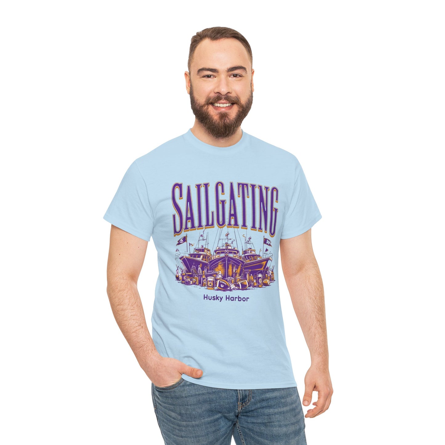 Sailgating Tee - Washington Huskies Unisex Heavy Cotton Shirt