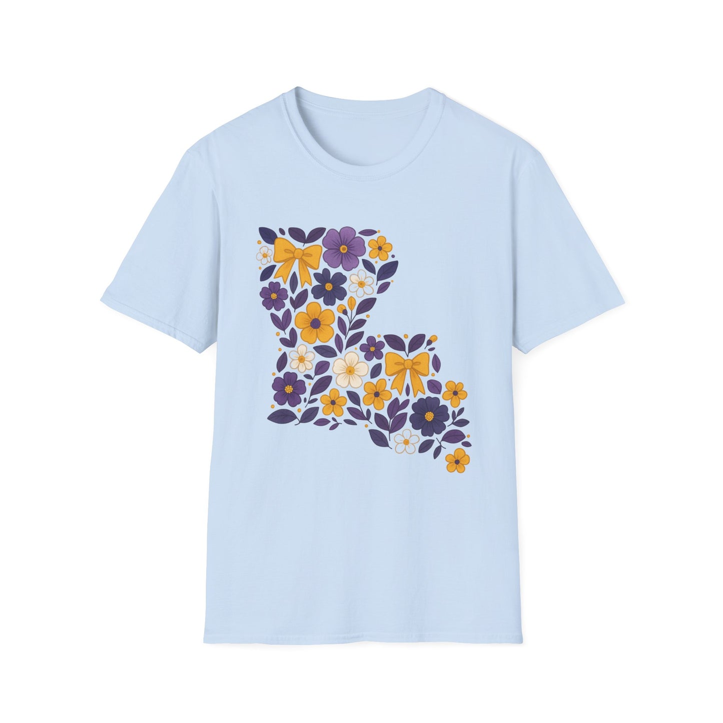 Louisiana Floral Graphic Tee, Casual Unisex T-Shirt, Spring Fashion, Gift for Nature Lovers, Summer Outfit, Southern Pride