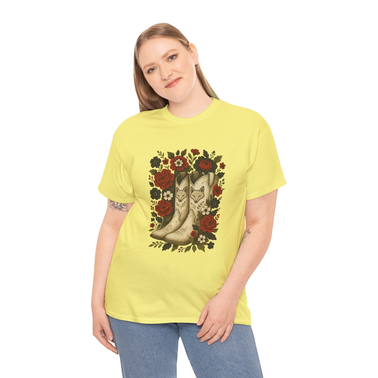 AR State Red Wolves Vintage Floral Cowboy Boots Tee