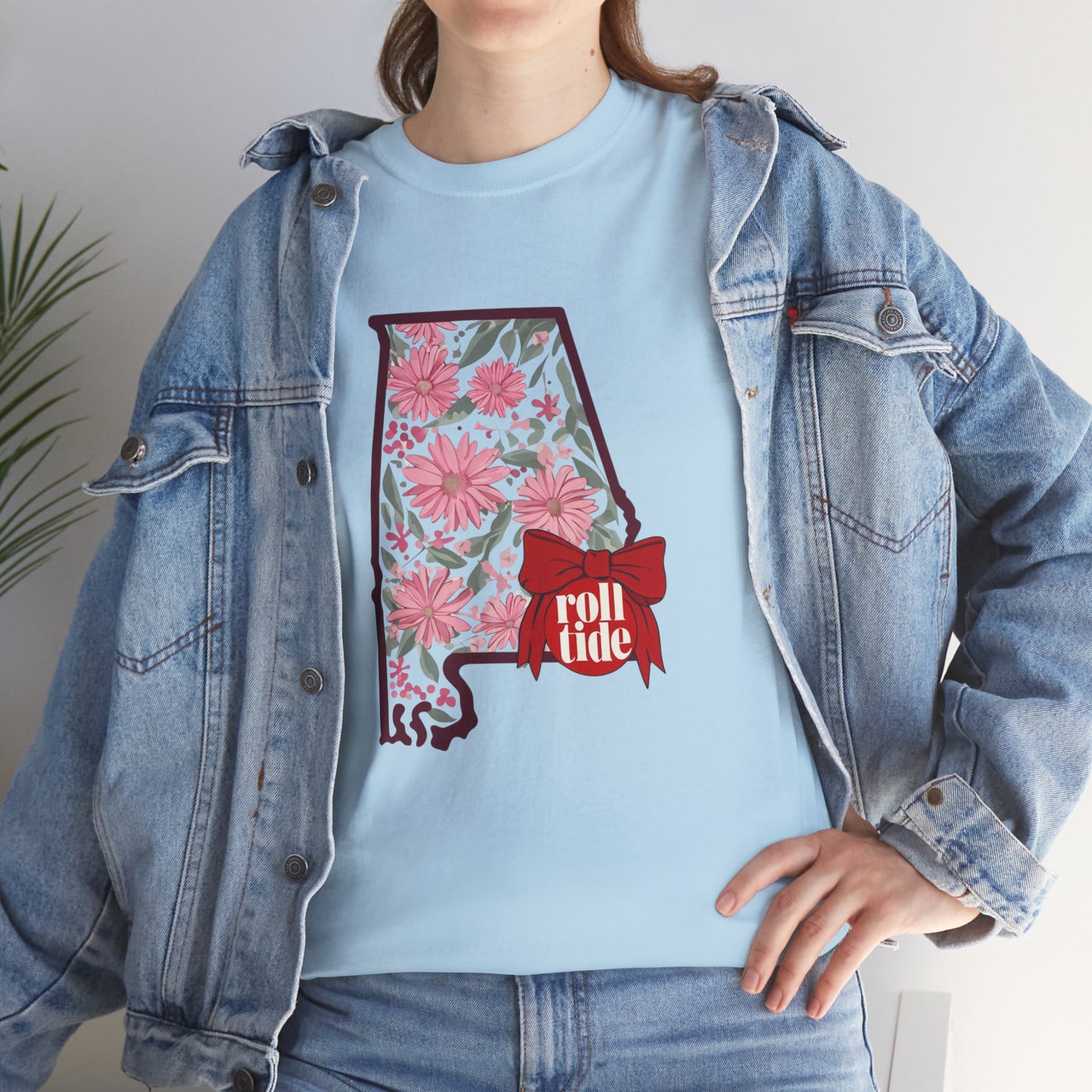 Floral Alabama Tee - Roll Tide Unisex Heavy Cotton T-Shirt, Casual Wear, Game Day Outfit, College Apparel, Southern Pride