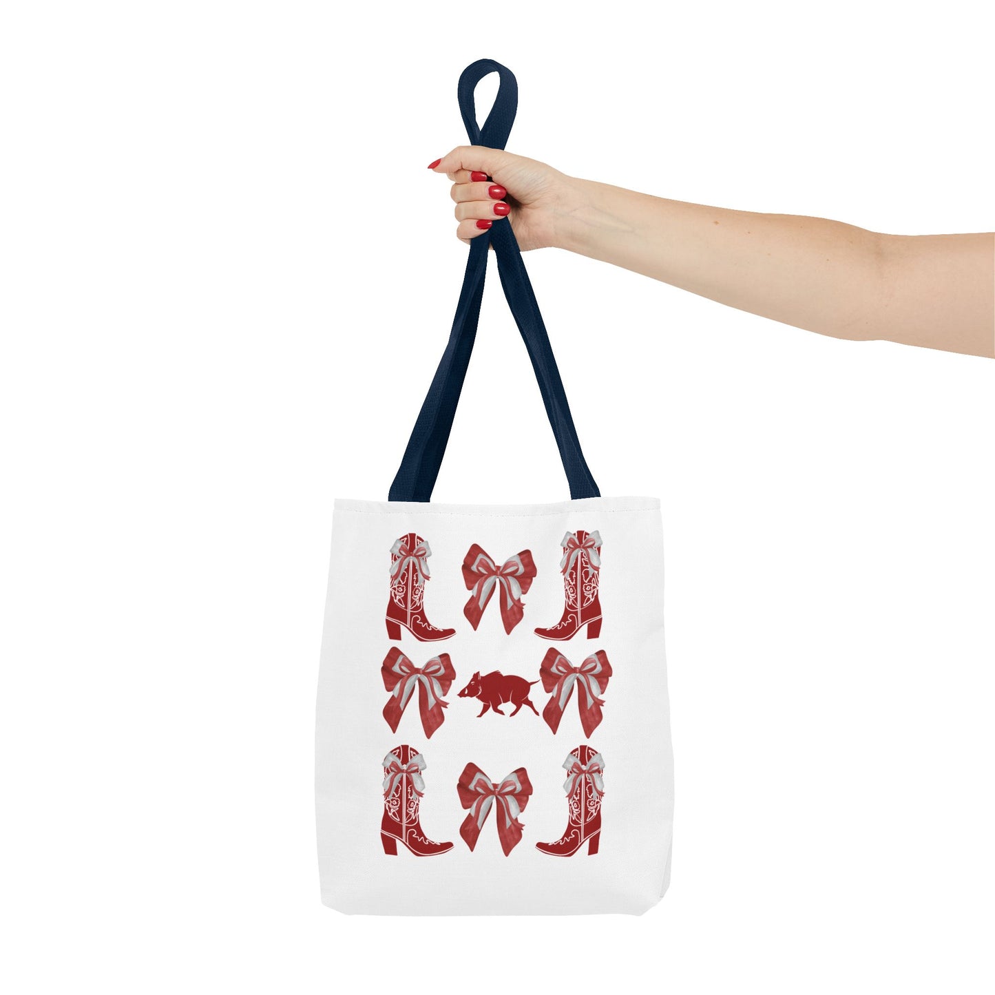 Arkansas Coquette Bow Chic Tote Bag - Stylish Carryall for Cowgirls, Woo Pig Gifts, AR Razorback Fan Gift, Arkansas Game Day Tote, Graduation Gift, Arkansas Alumni