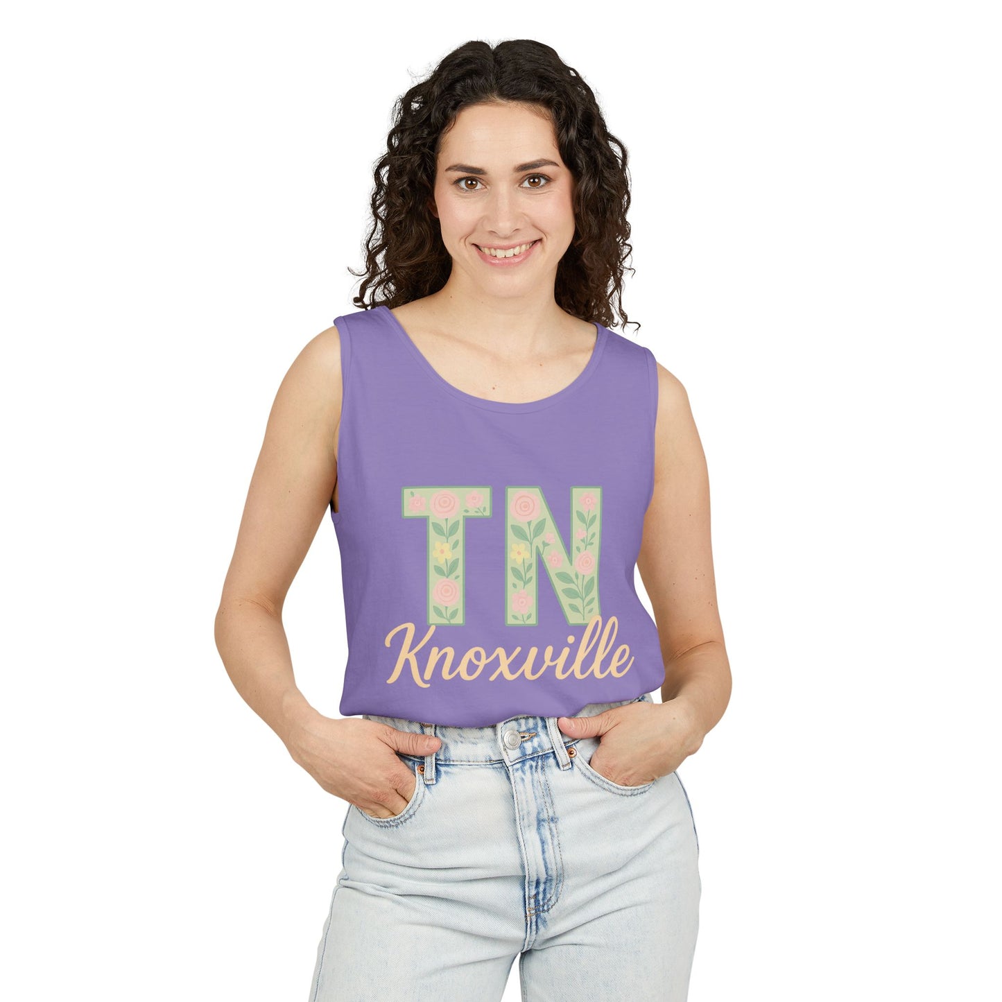 Tennessee Floral Tank Top, Unisex Sleeveless Shirt, Summer Tee, Casual Wear, Gift for Her, Comfort Colors, Graduation Gift, Rocky Top