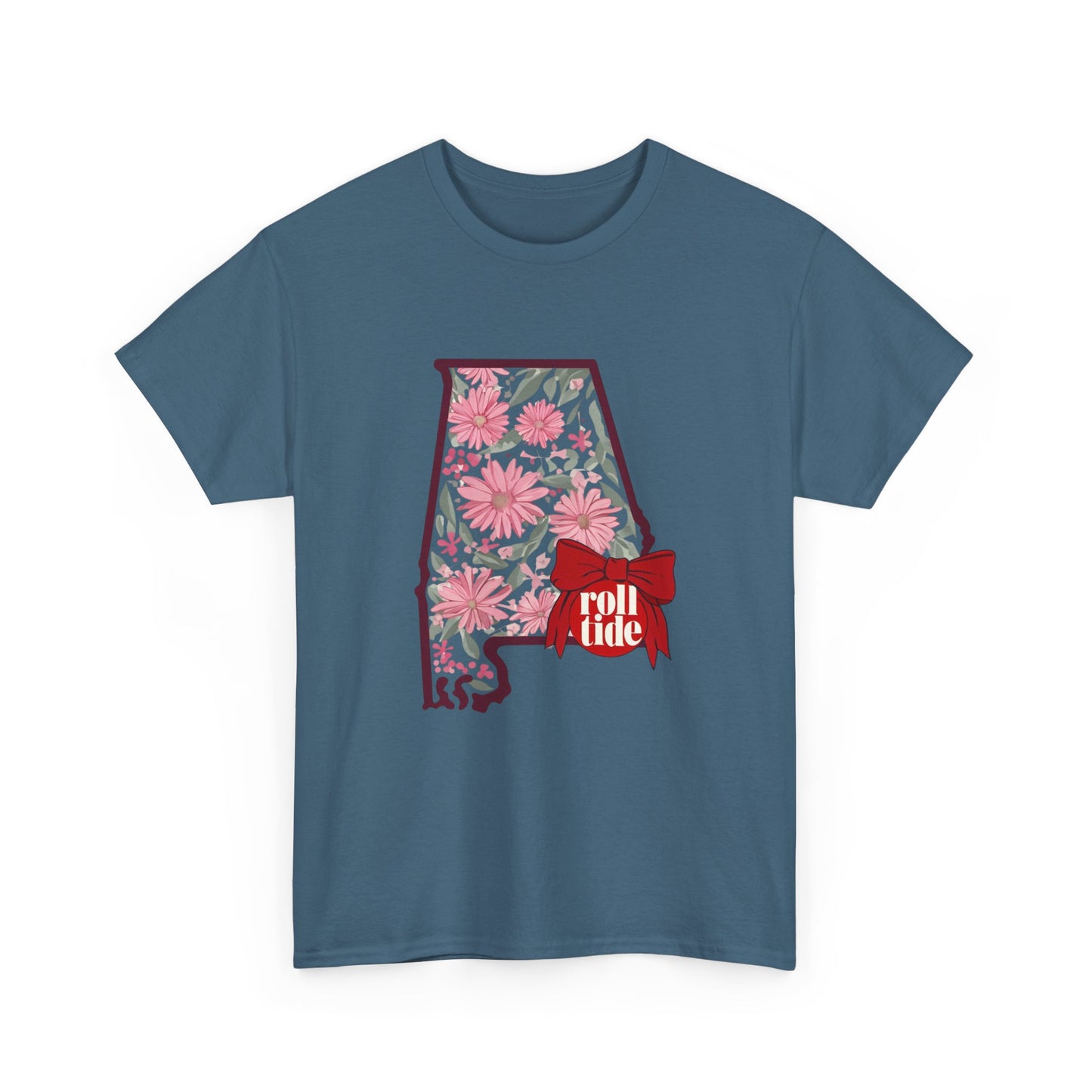 Floral Alabama Tee - Roll Tide Unisex Heavy Cotton T-Shirt, Casual Wear, Game Day Outfit, College Apparel, Southern Pride