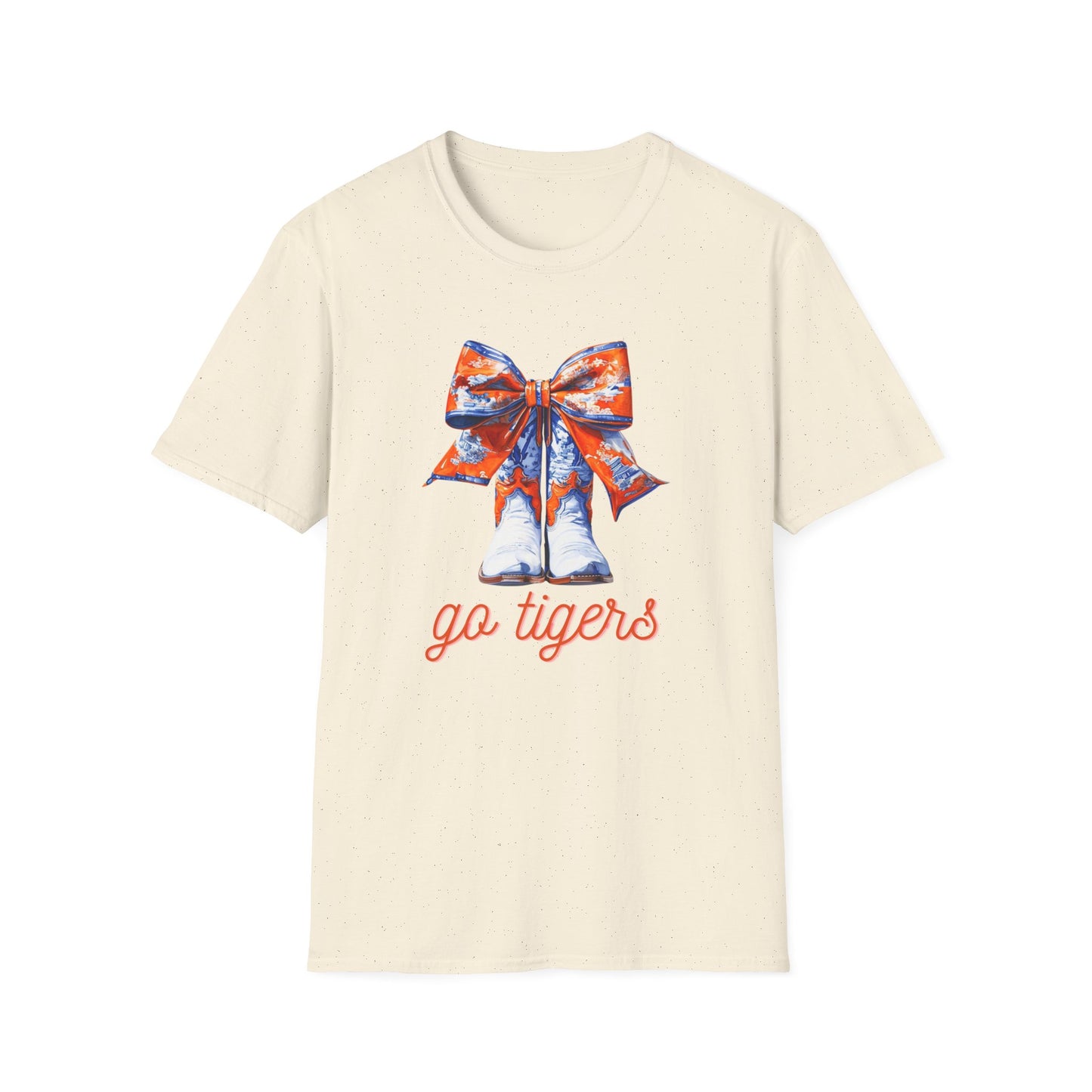 AU Coquette Boot Bow Cheerful Unisex T-Shirt with Bow Design - Perfect for Game Day, Sports Fans, Birthdays, and Casual Wear, Go Tigers!