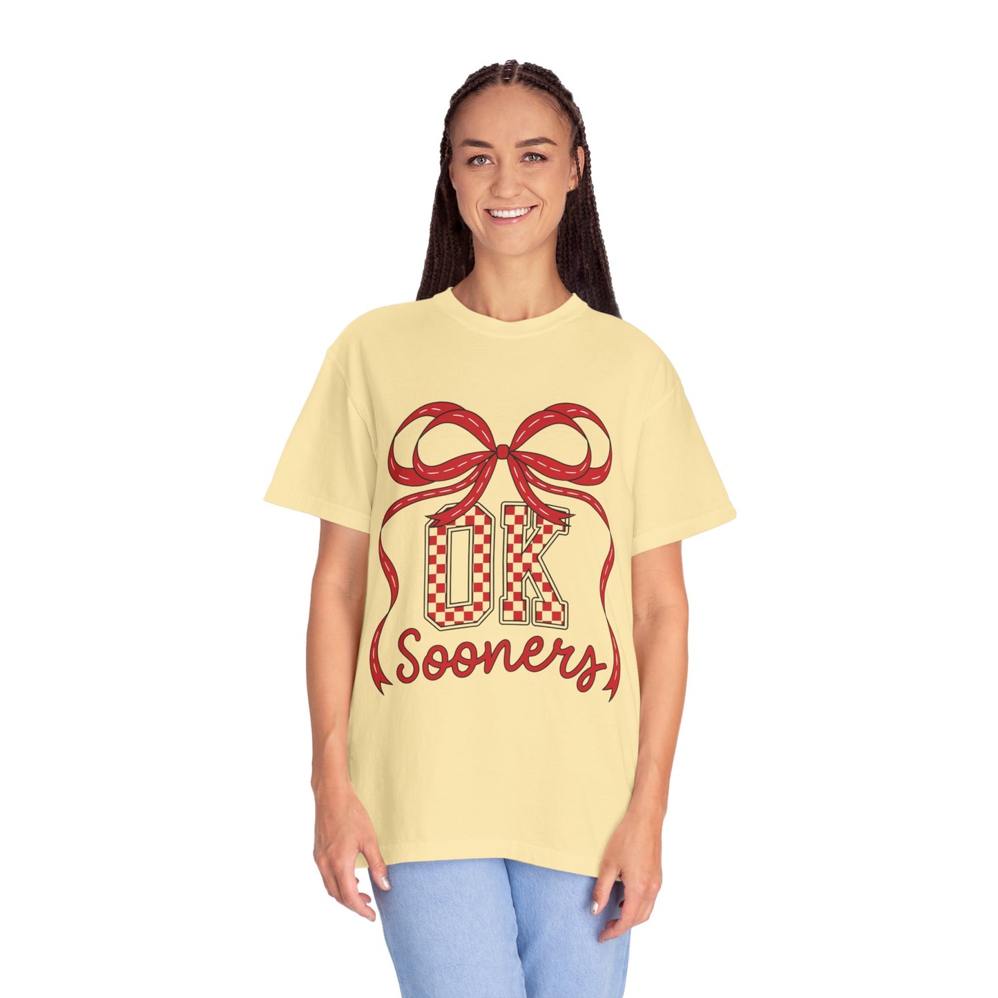 SOON Checkered Cheerful Bow Graphic T-shirt