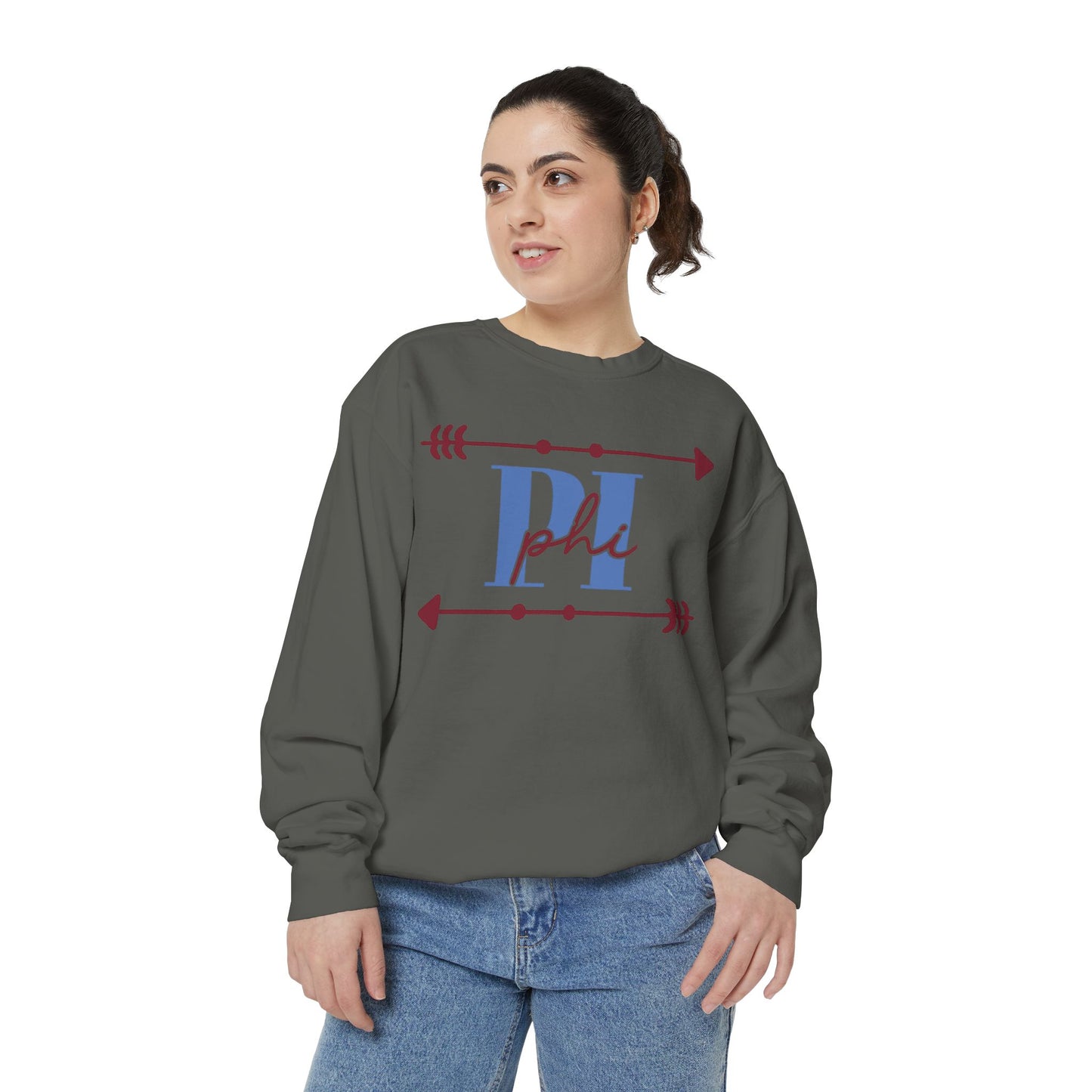 Phi Garment-Dyed Sweatshirt - Cozy Casual Unique Gift College Apparel Graduation Outfit