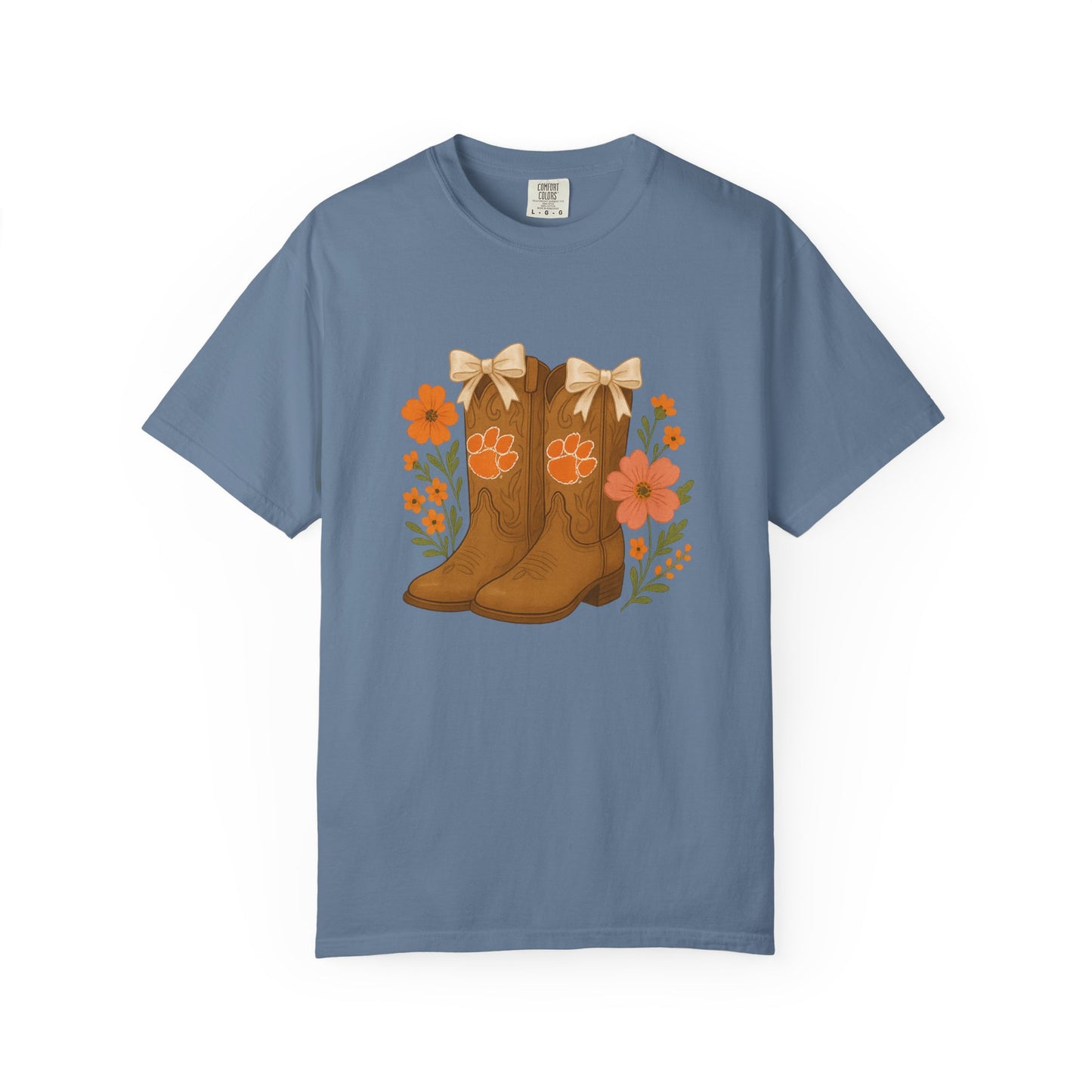 Cowgirl Boots Floral T-Shirt, Go Tigers Game Day, Comfort Colors