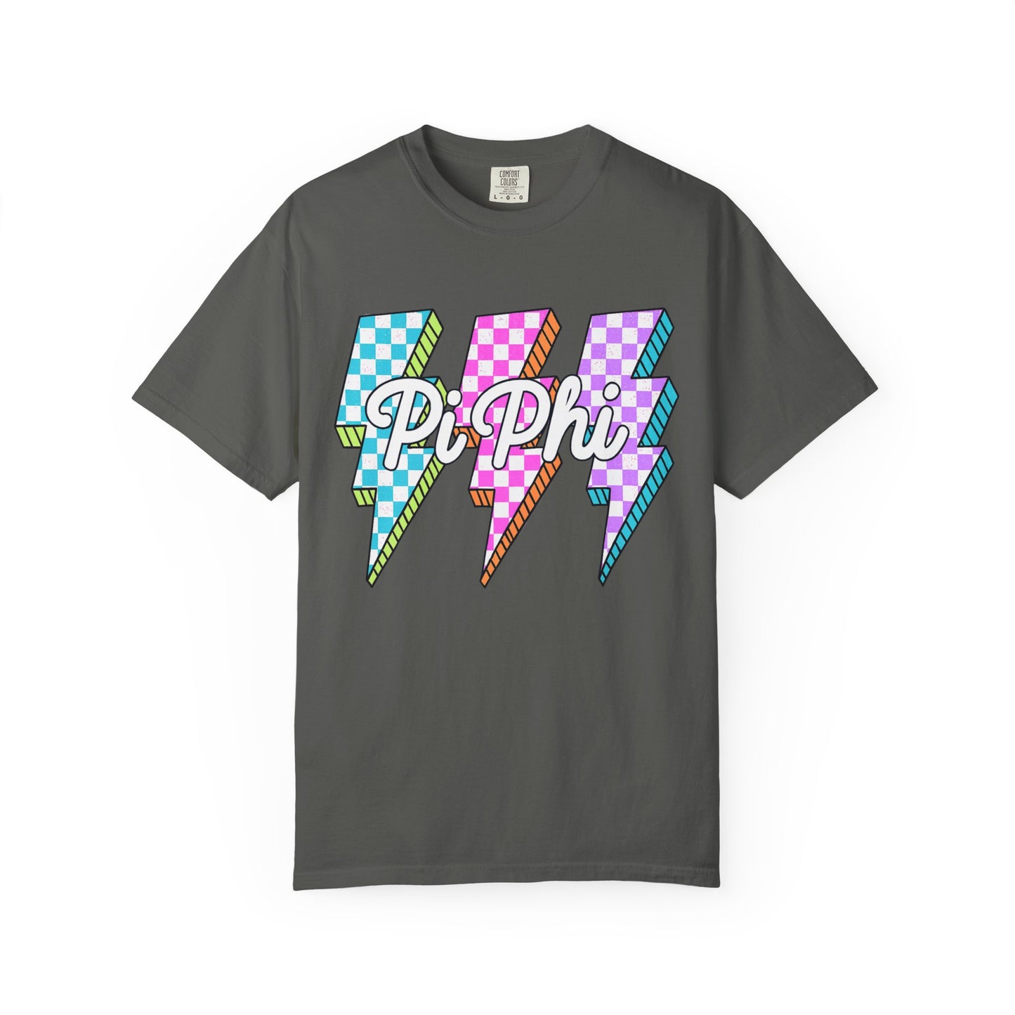 PB Phi Lightning Bolt Unisex T-shirt | Vibrant Greek Life Apparel, Unique Gift for Sorority Sisters, Casual Wear, Celebrating Sisterhood