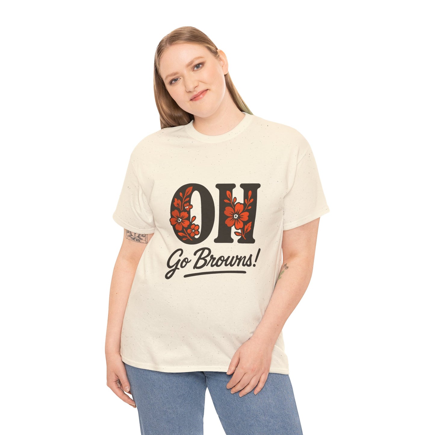 OH Go Browns Floral Unisex Tee, Fan Apparel, Game Day Shirt, Casual Wear, Gift for Sports Lovers