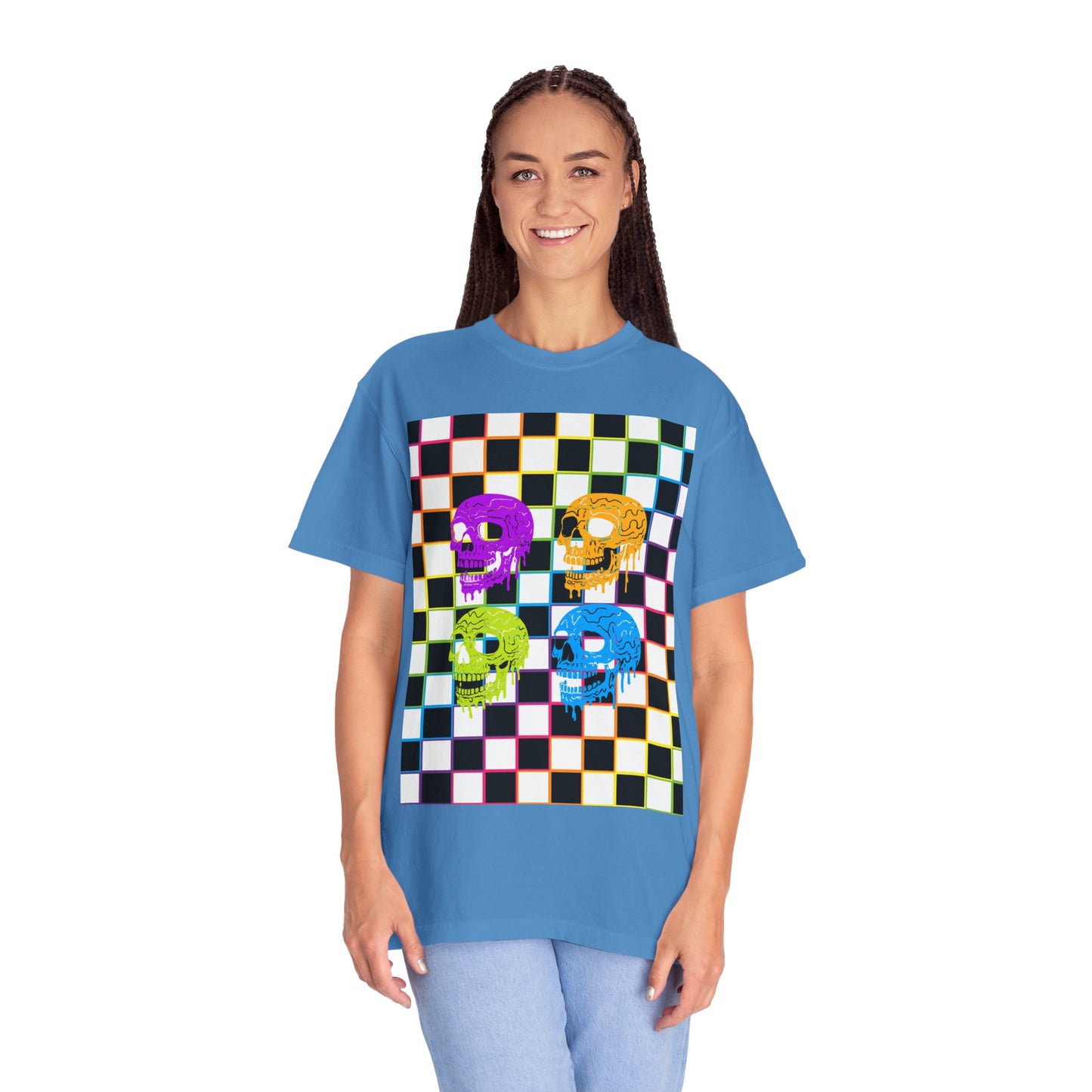Vibrant Skull Graphic T-Shirt, Unisex Tee, Halloween Outfit, Alternative Fashion, Festival Wear, Casual Street Style