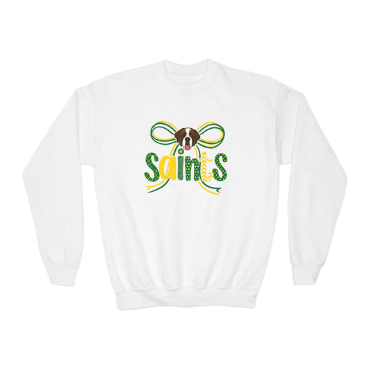 Saints Youth Crewneck Sweatshirt, Comfortable Sweatshirt for Kids, Sports Team Apparel, Gift for Young Fans, Holiday and Game Day Wear