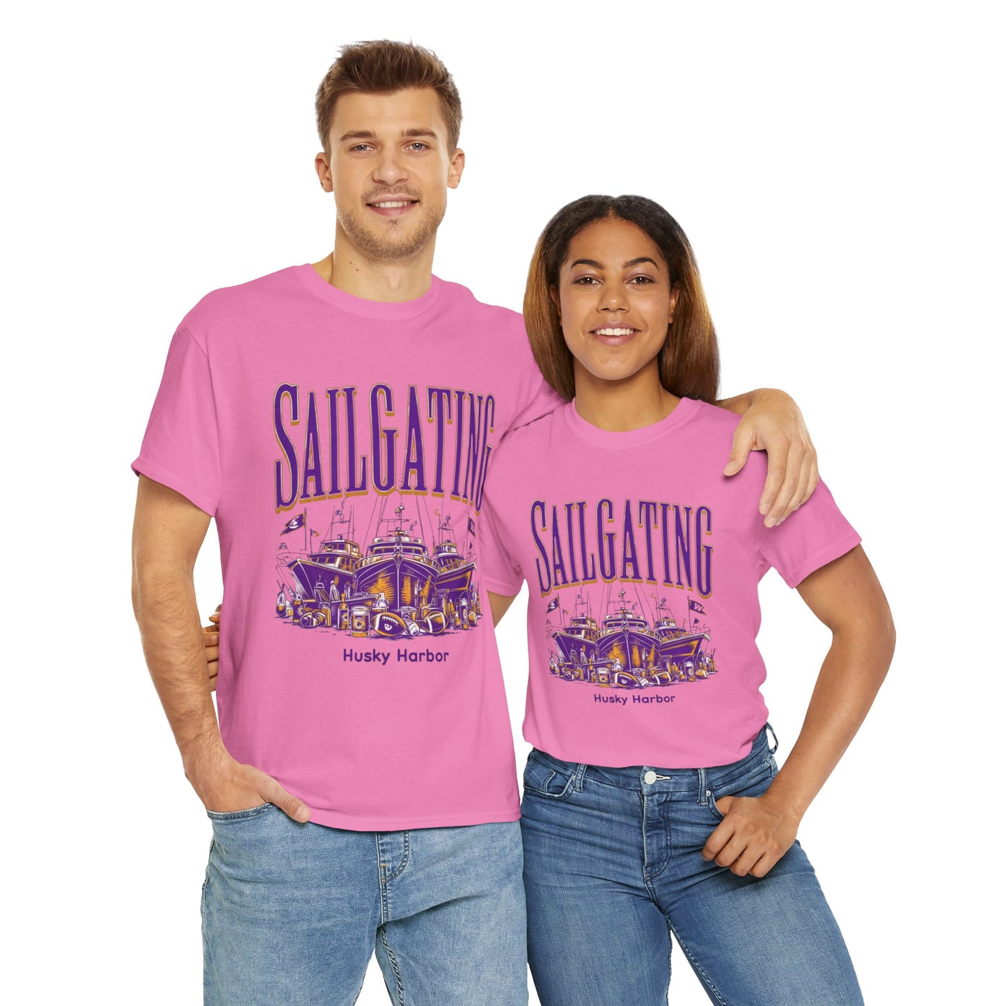 Sailgating Tee - Washington Huskies Unisex Heavy Cotton Shirt