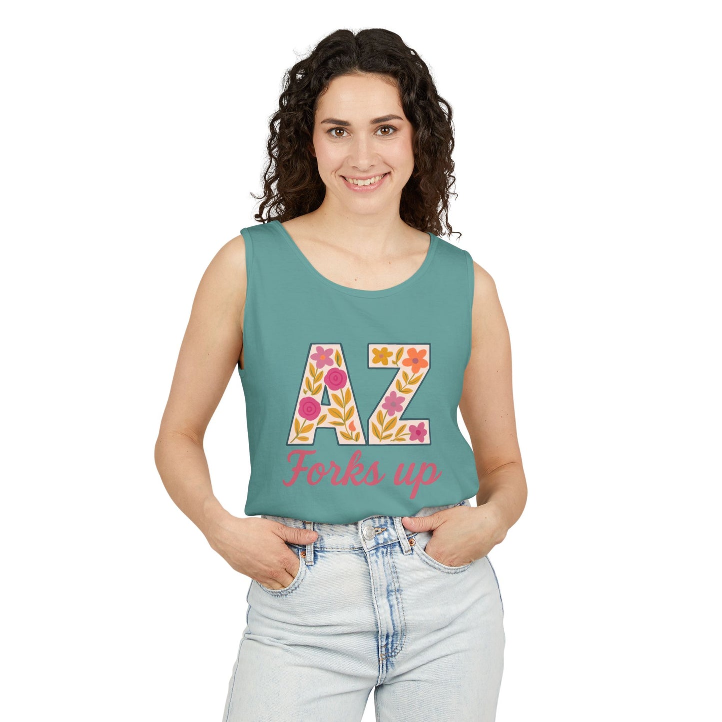 AZ Tank Top - AZ Forks Up Apparel, Summer Wear, Vacation Top, Travel Essentials, Gifts for Arizonans, Sun devils, comfort colors, graduation gift
