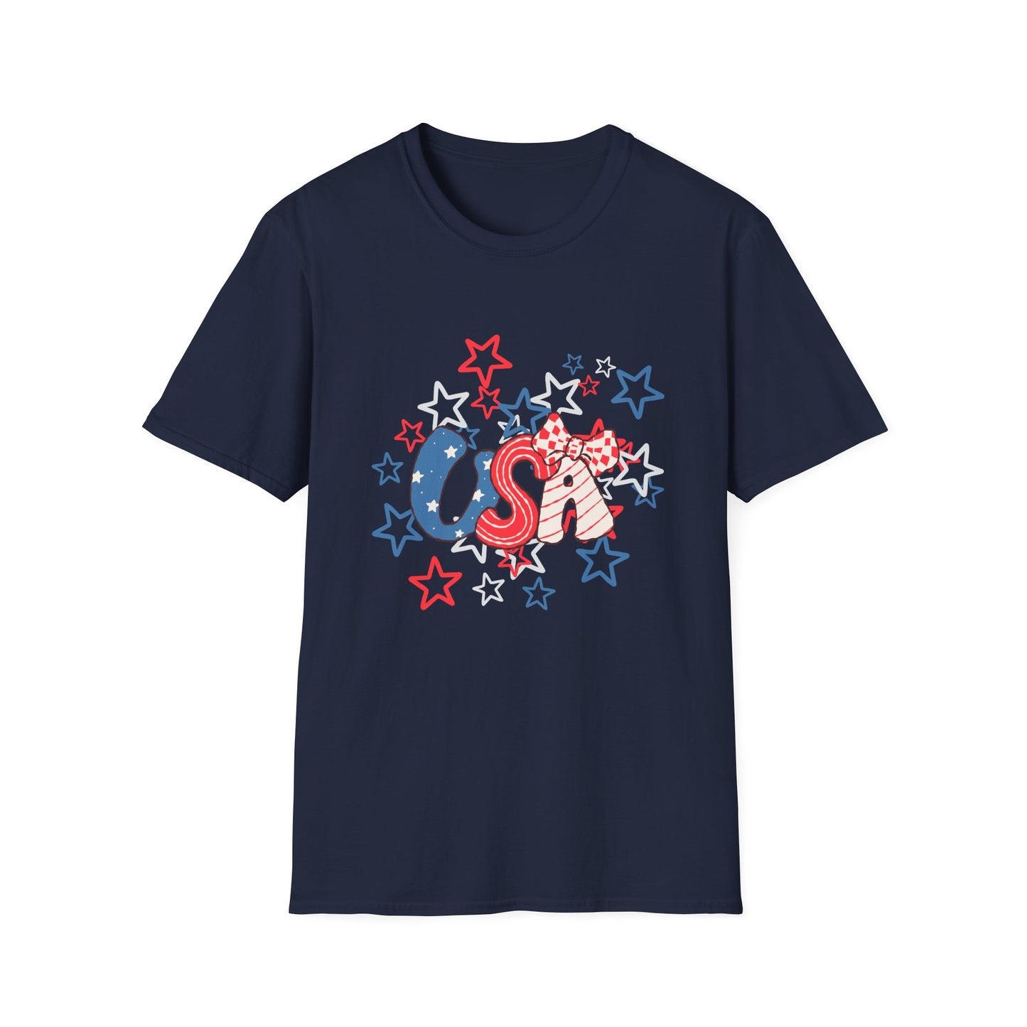 Patriotic Unisex T-Shirt for Independence Day, July 4th Celebration, Star-Patterned Tee, USA Graphic Top, Casual American Apparel
