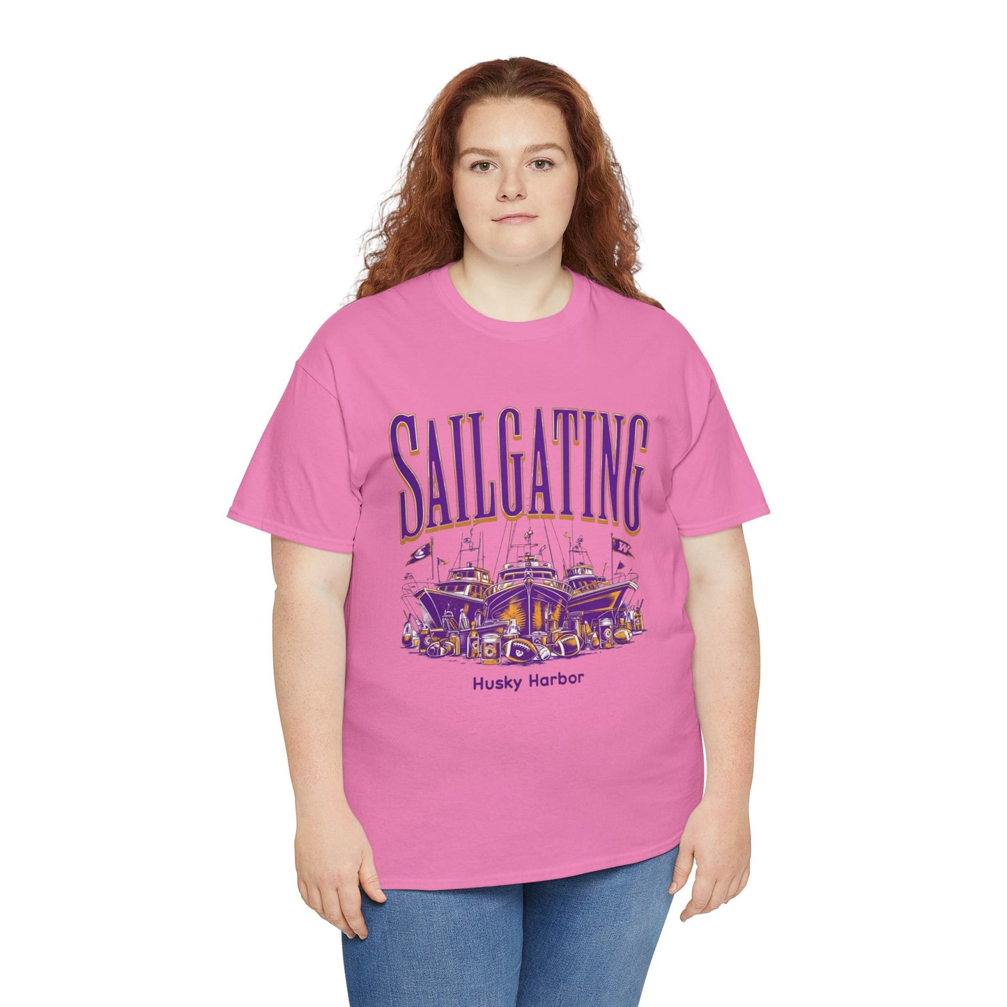 Sailgating Tee - Washington Huskies Unisex Heavy Cotton Shirt