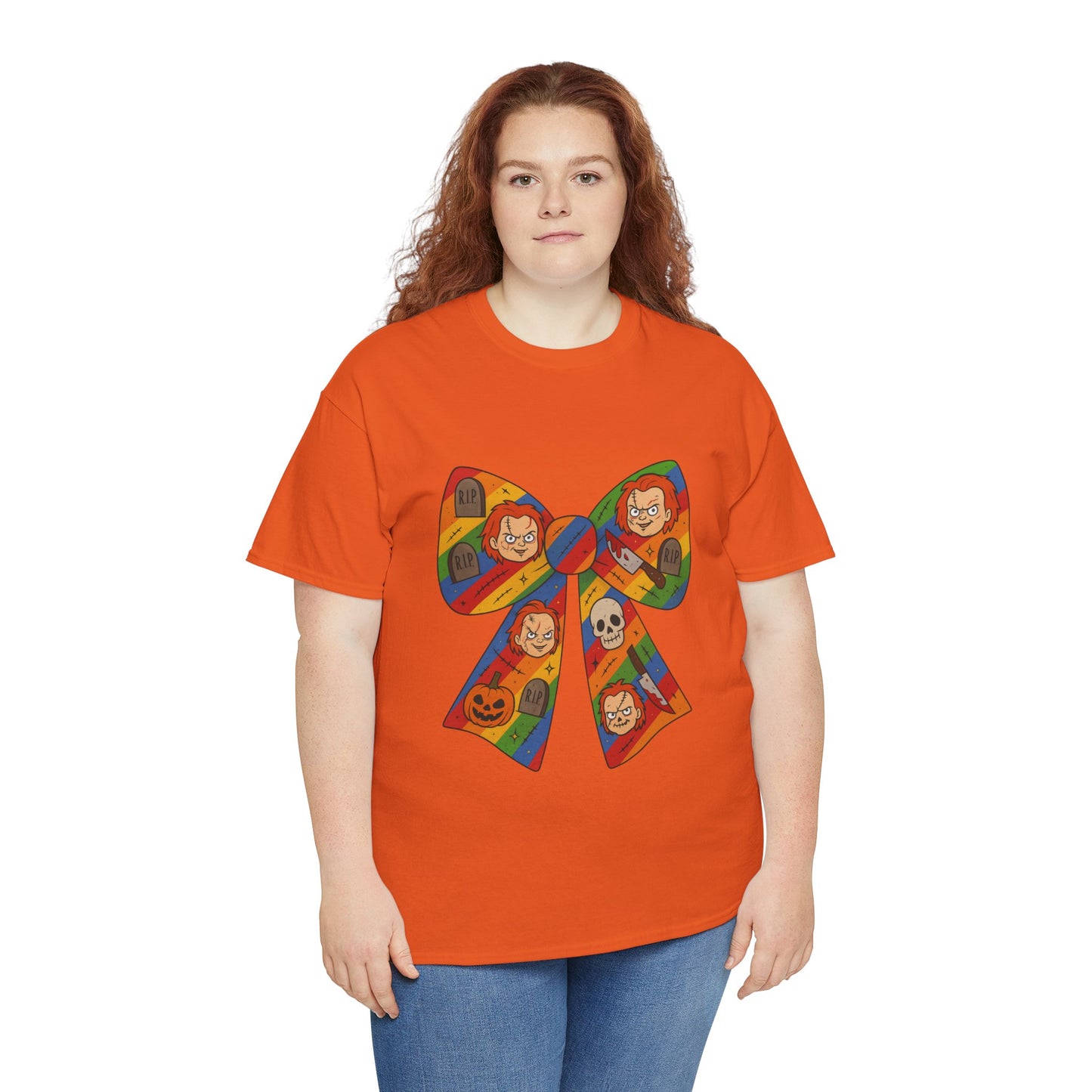 Colorful Halloween Bow Tee, Fun Costume T-Shirt, Halloween Party Shirt, Unisex Graphic Tee, Cozy Everyday Wear, Unique Gift Idea