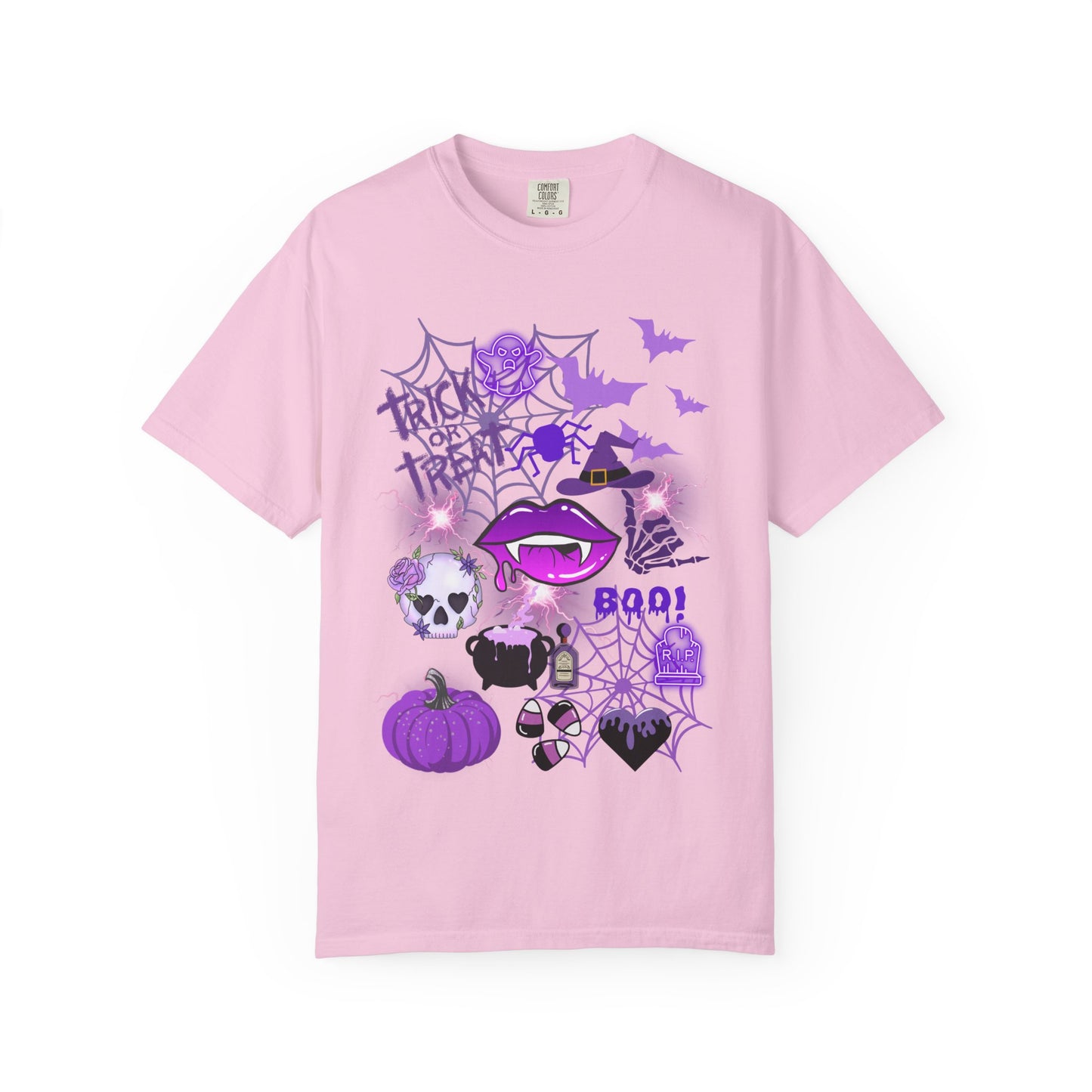 Spooky Purple Vibes Halloween Graphic T-Shirt, Fun Unisex Tee for Spooky Season, Trick or Treat, Boo! Shirt, Halloween Party Wear, Gift Idea