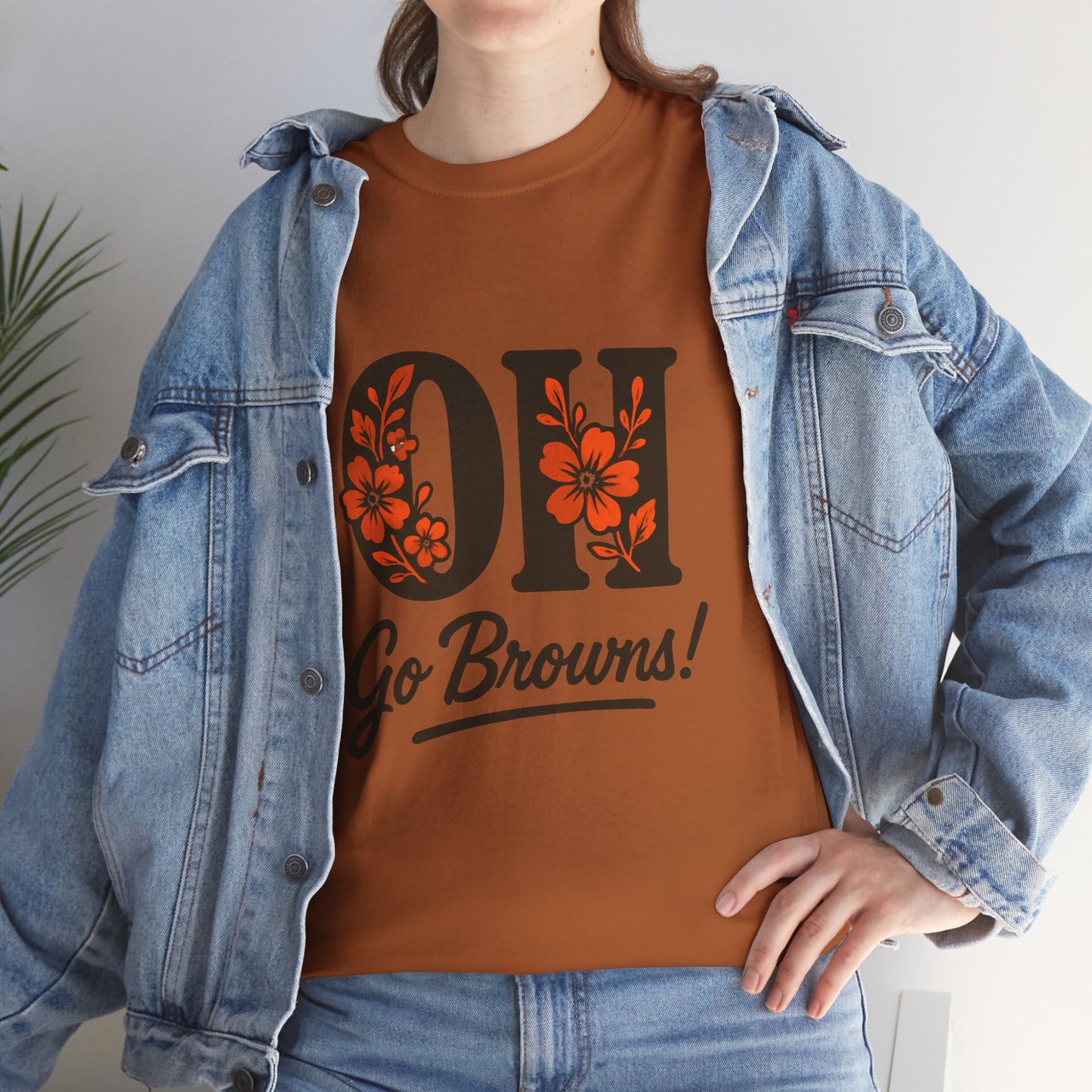 OH Go Browns Floral Unisex Tee, Fan Apparel, Game Day Shirt, Casual Wear, Gift for Sports Lovers