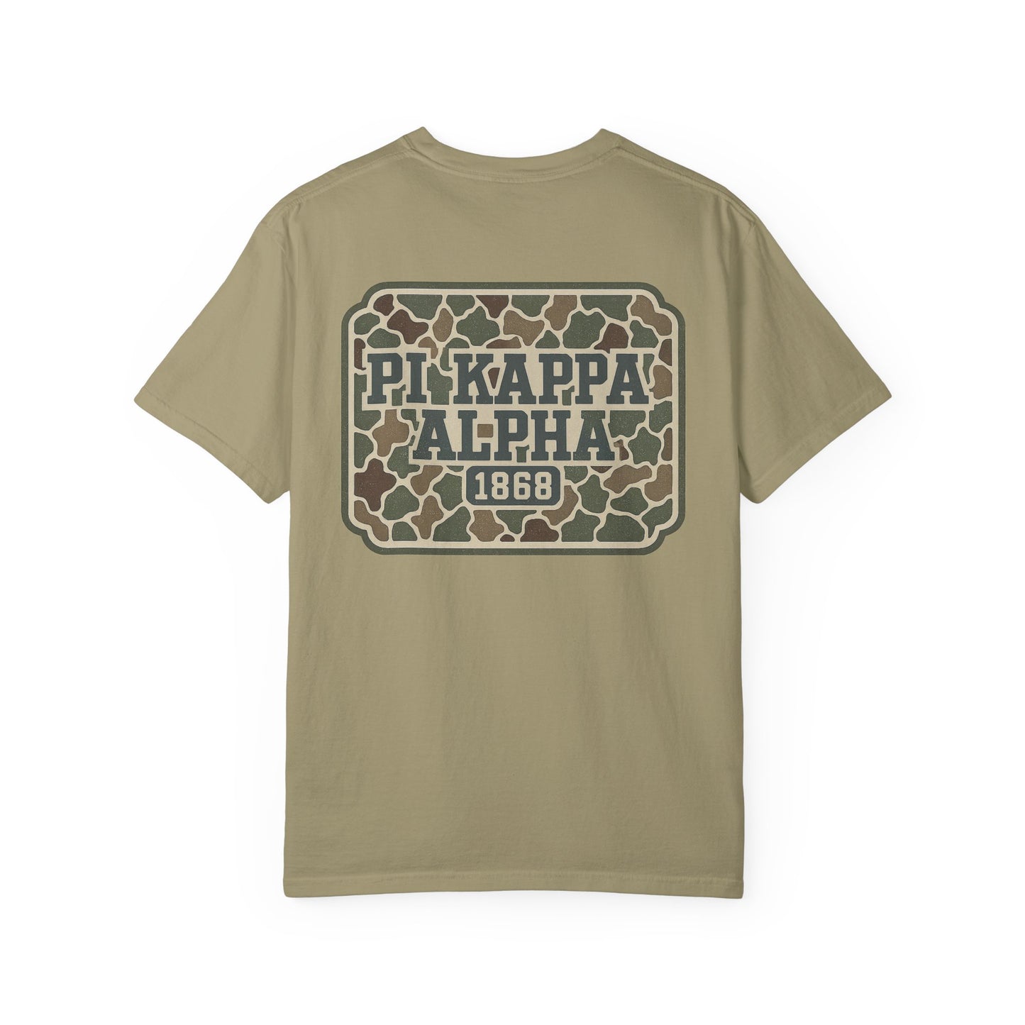 PiKappaAlpha Camouflage T-Shirt | Unisex Garment-Dyed Tee | Casual Wear, Greek Life Apparel, College Gifts, Brotherhood Shirt, Event [...]