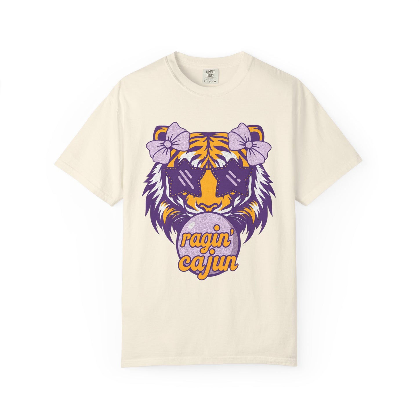 Ragin Cajun Bow Bubble Tiger T-Shirt - Casual Wear and Gift for Animal Lovers