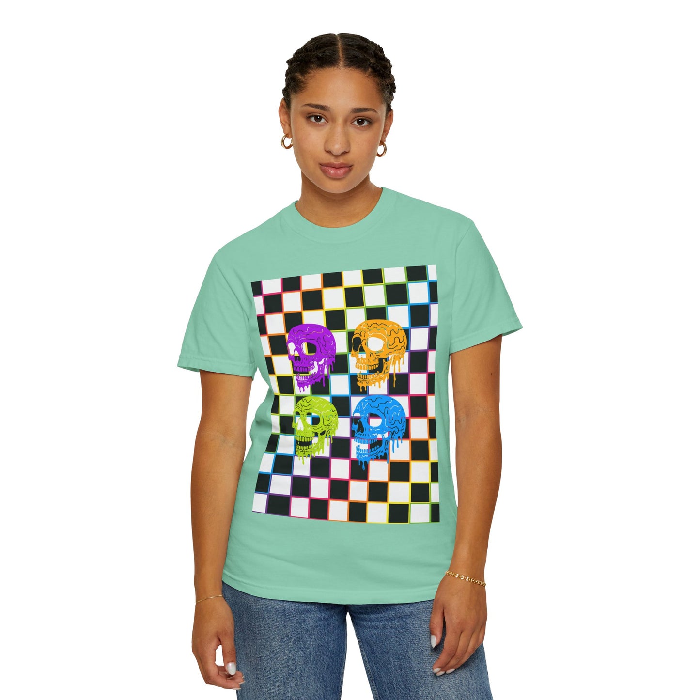 Vibrant Skull Graphic T-Shirt, Unisex Tee, Halloween Outfit, Alternative Fashion, Festival Wear, Casual Street Style